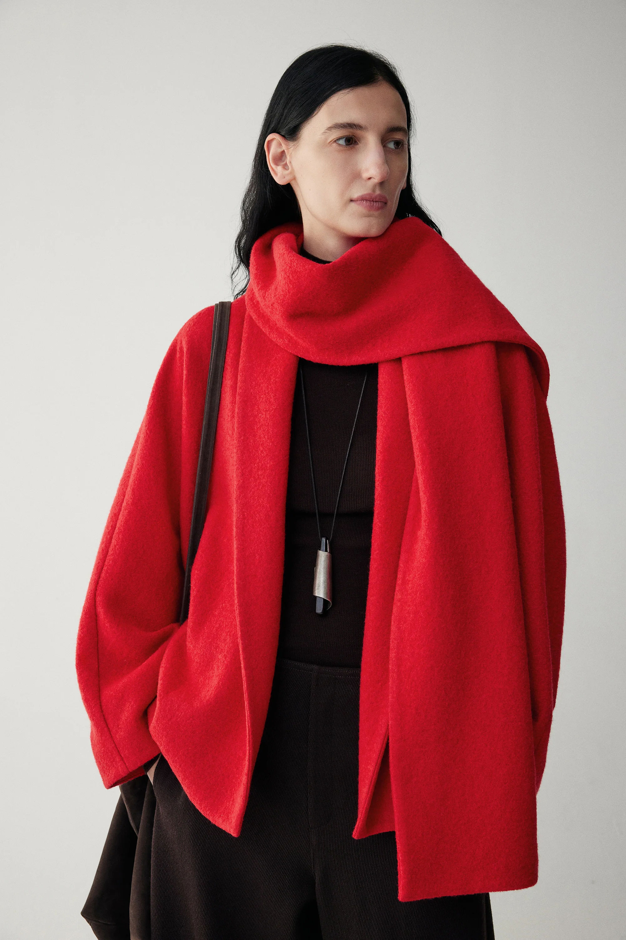 Detachable Scarf Wool Coat - Image 5
