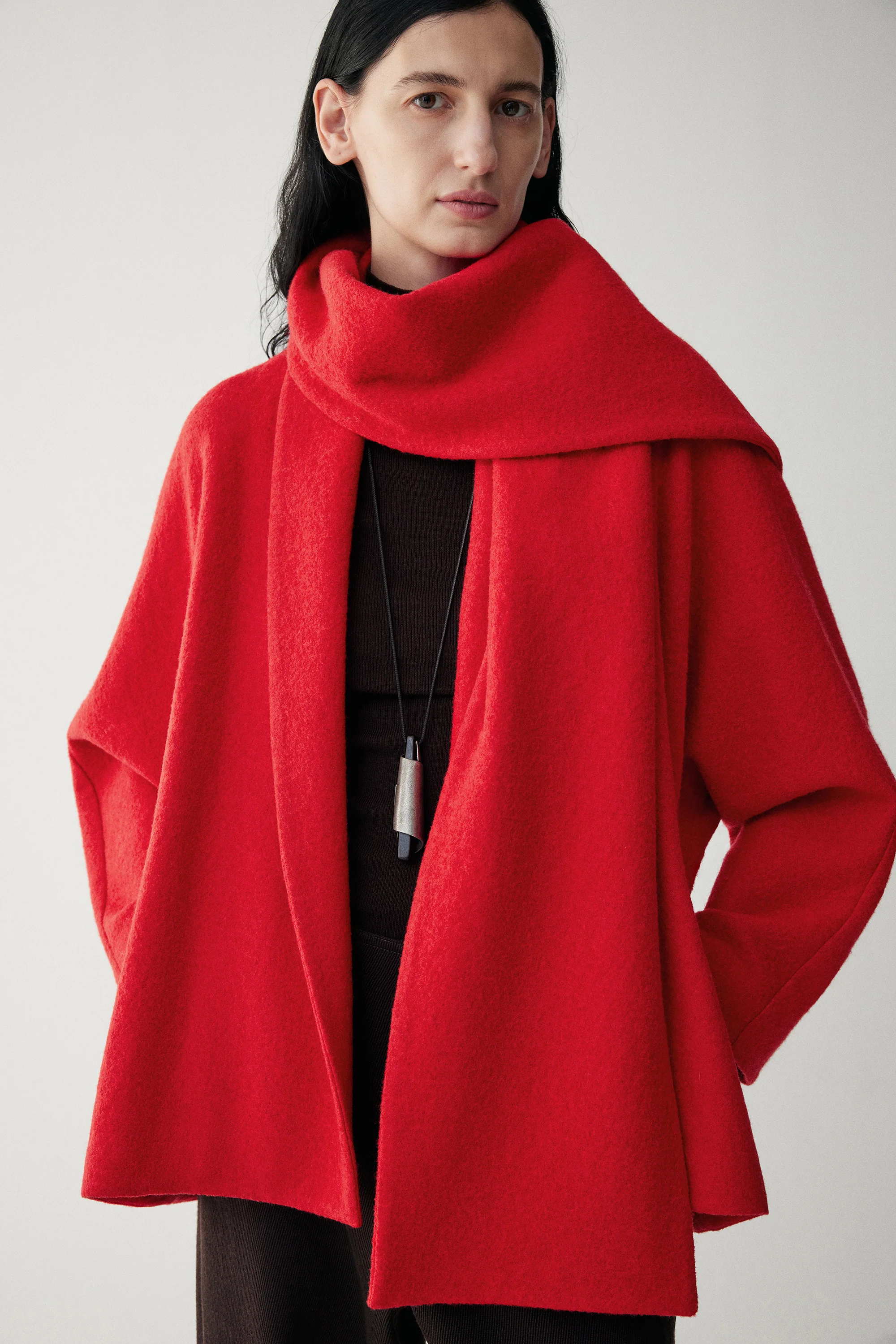 Detachable Scarf Wool Coat - Image 6