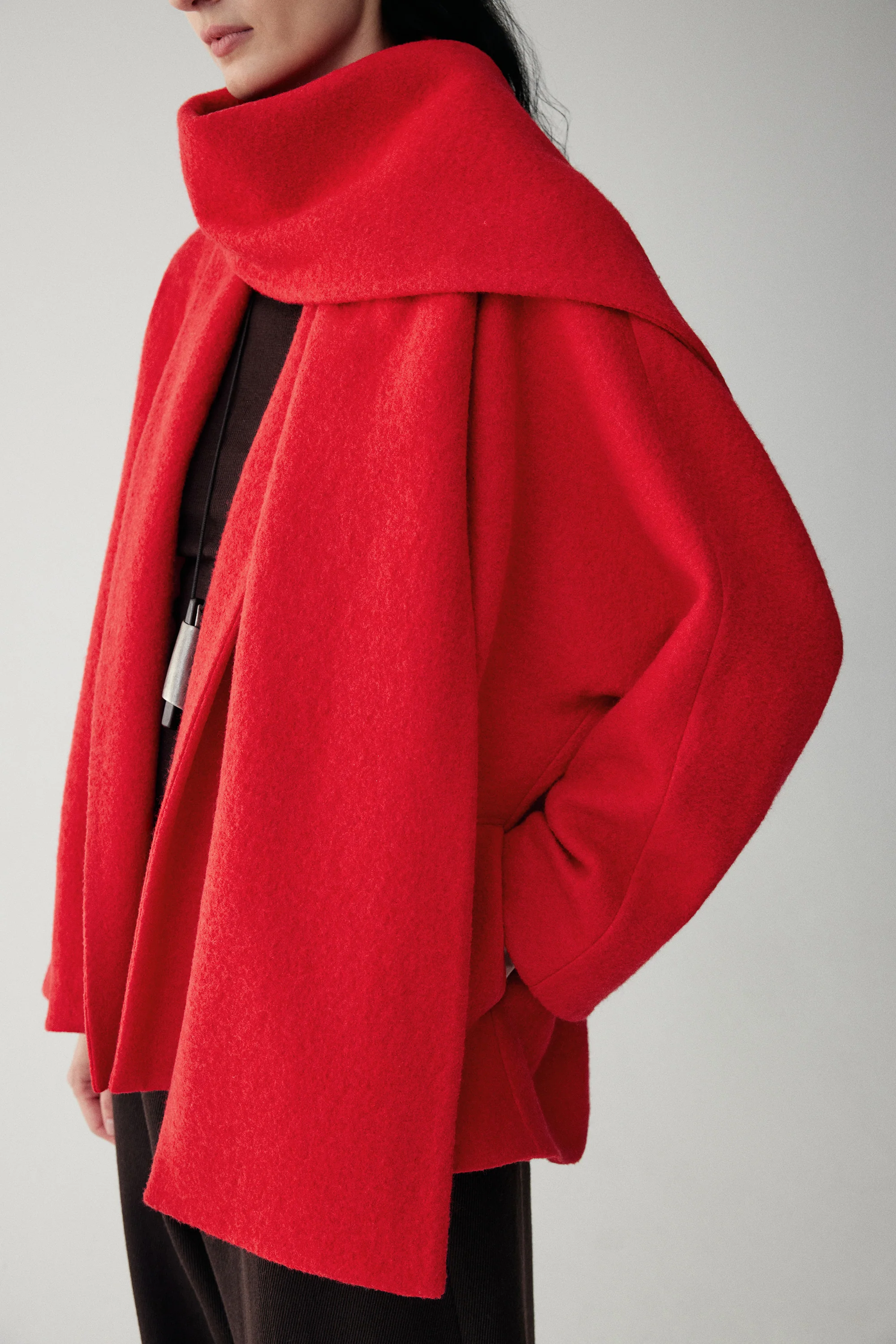 Detachable Scarf Wool Coat - Image 7