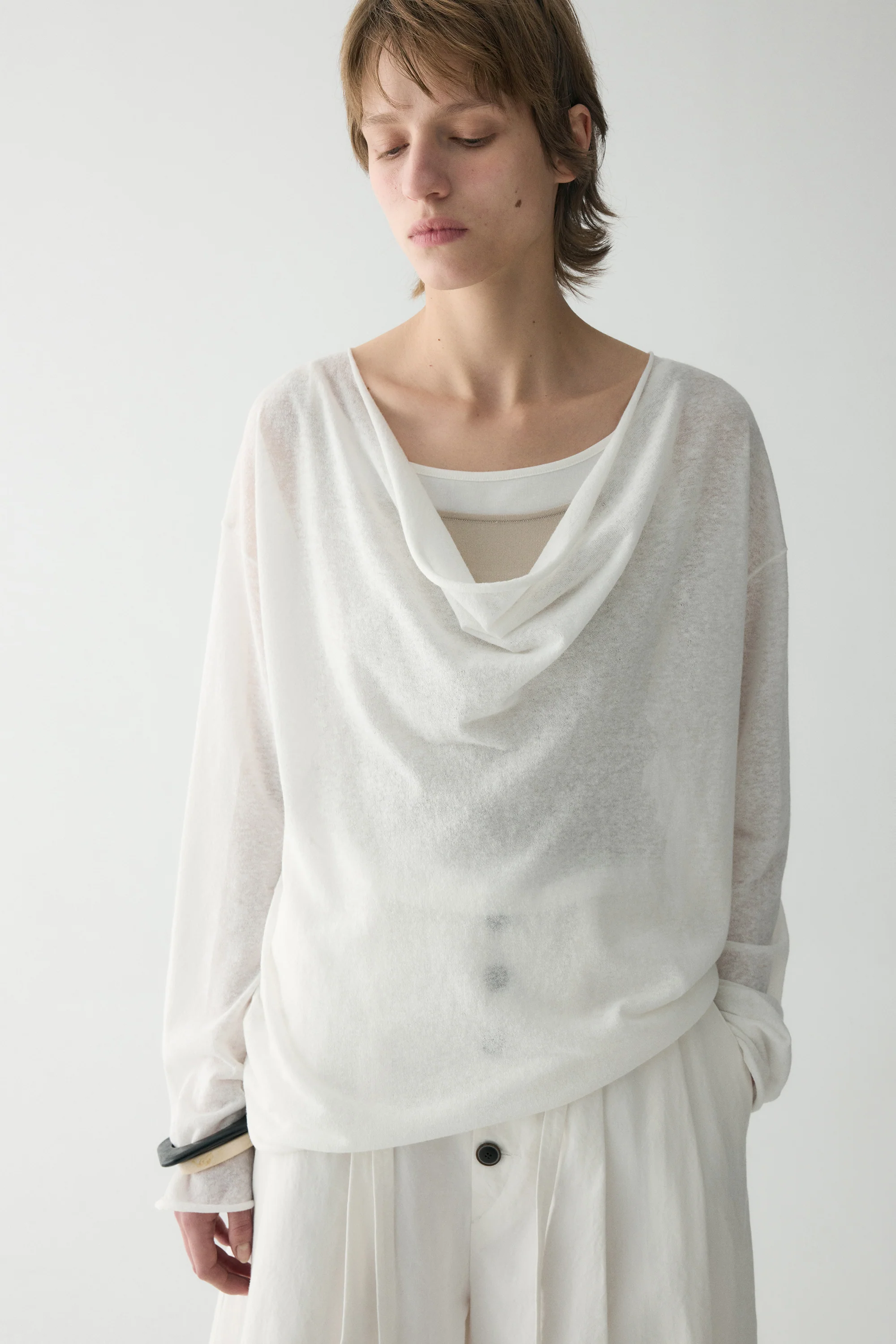 Draped Neck Knitted Blouse - Image 12