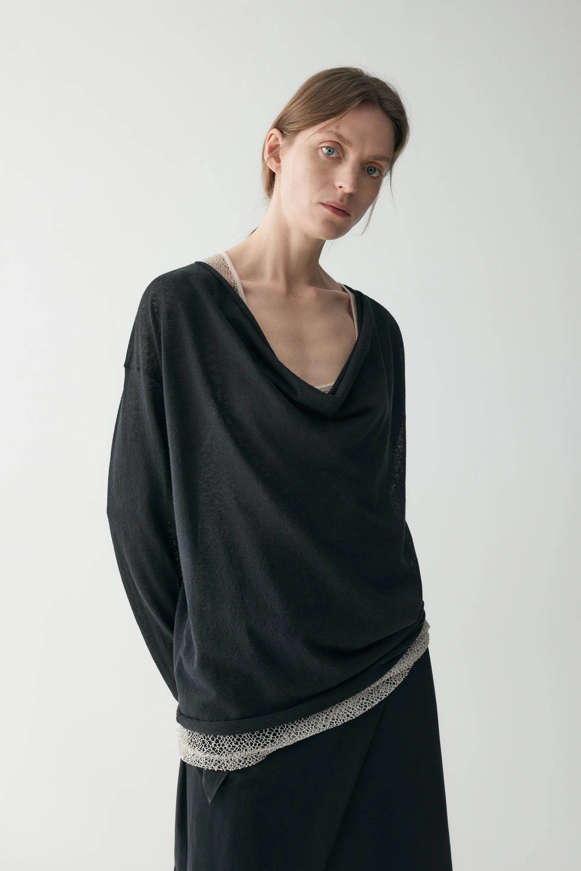 Draped Neck Knitted Blouse - Image 21