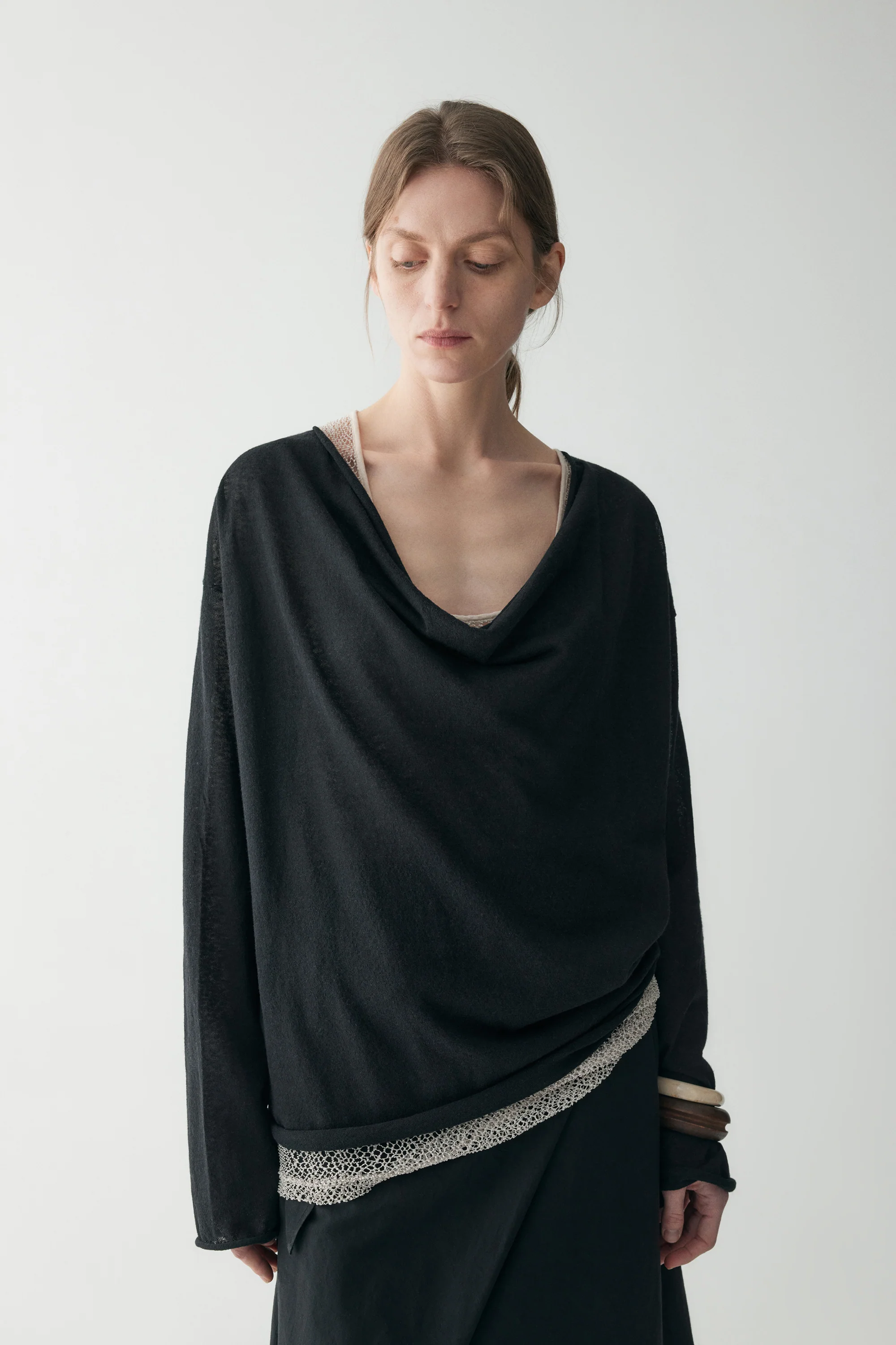 Draped Neck Knitted Blouse - Image 3