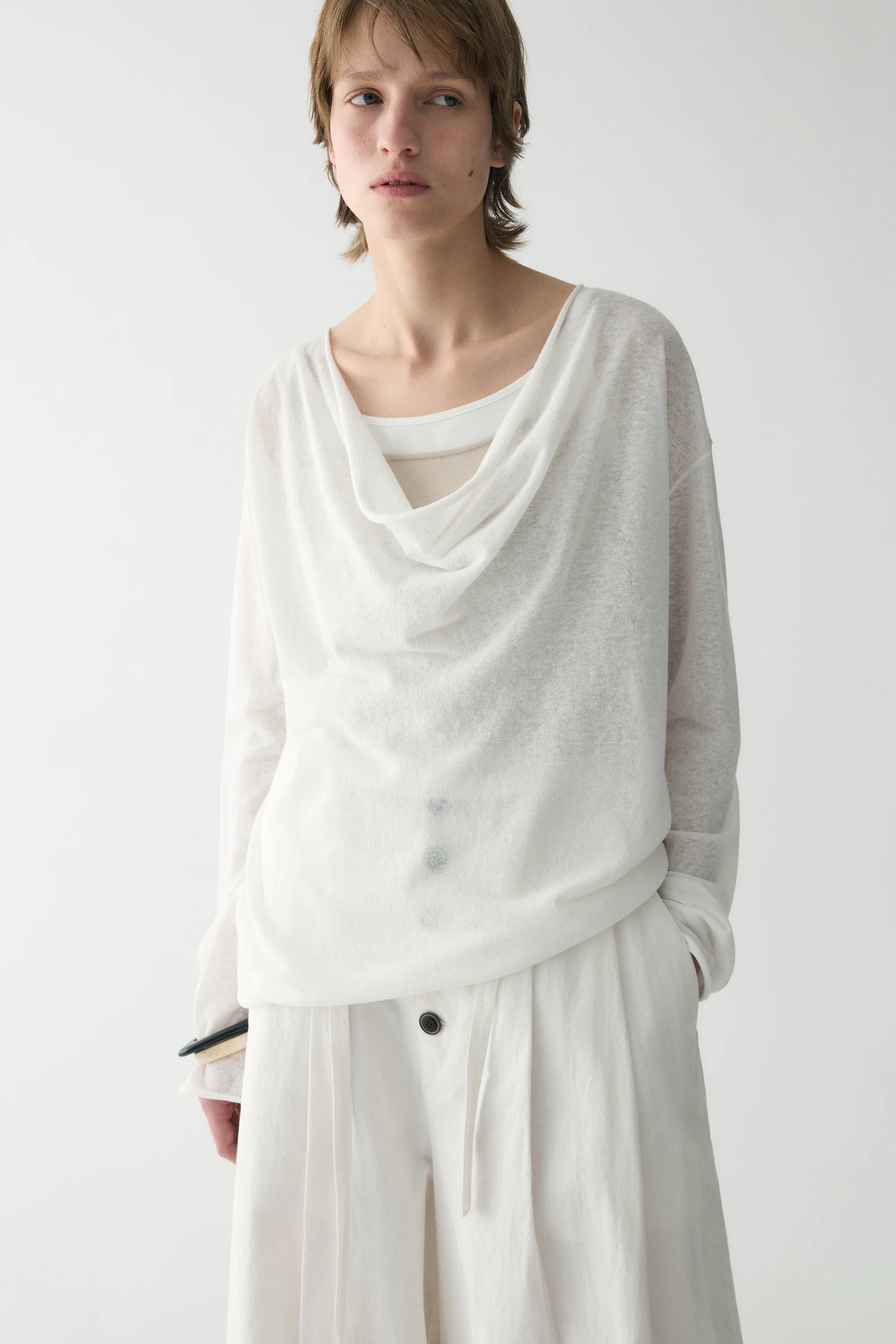 Draped Neck Knitted Blouse - Image 4