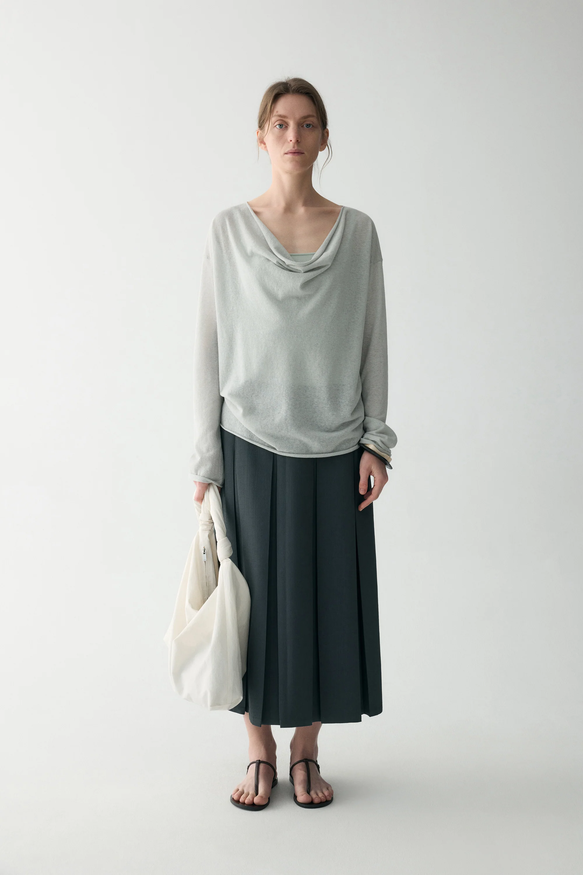 Draped Neck Knitted Blouse - Image 6