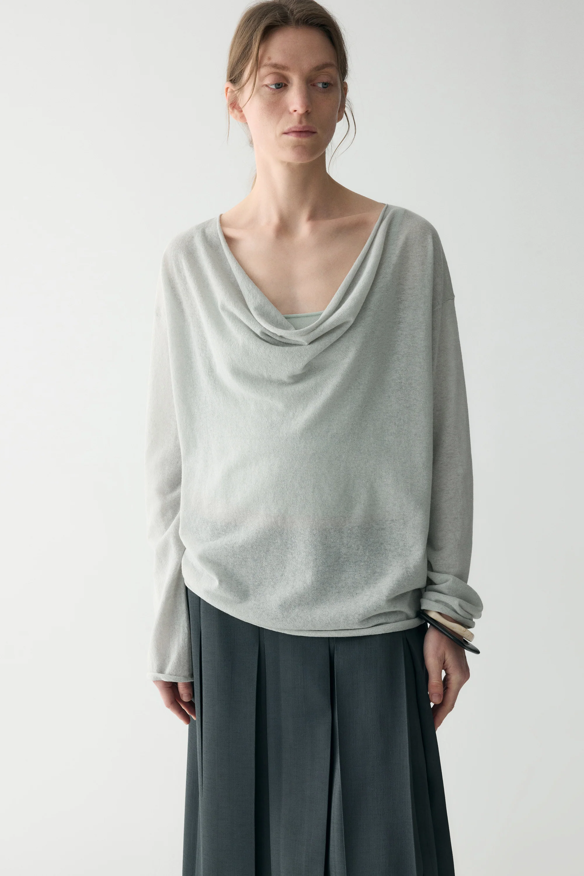 Draped Neck Knitted Blouse - Image 8