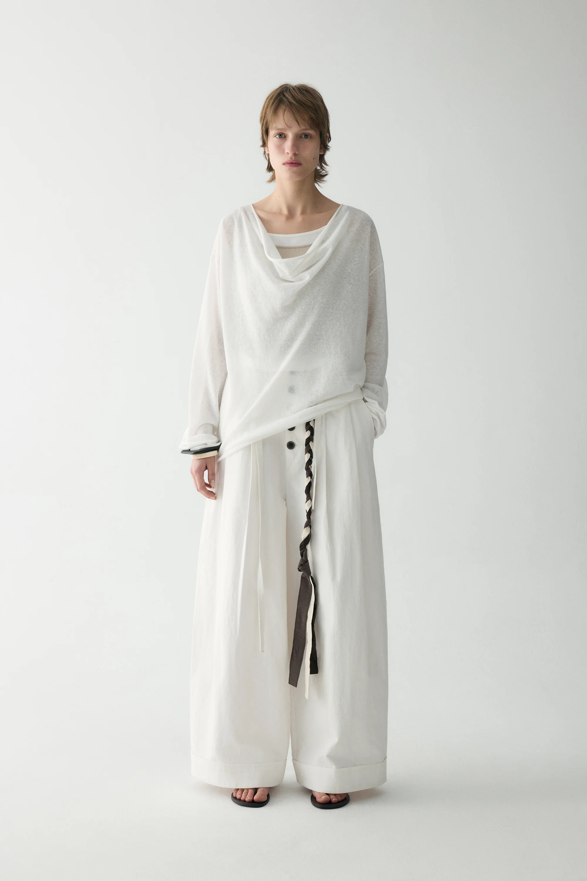 Draped Neck Knitted Blouse - Image 9