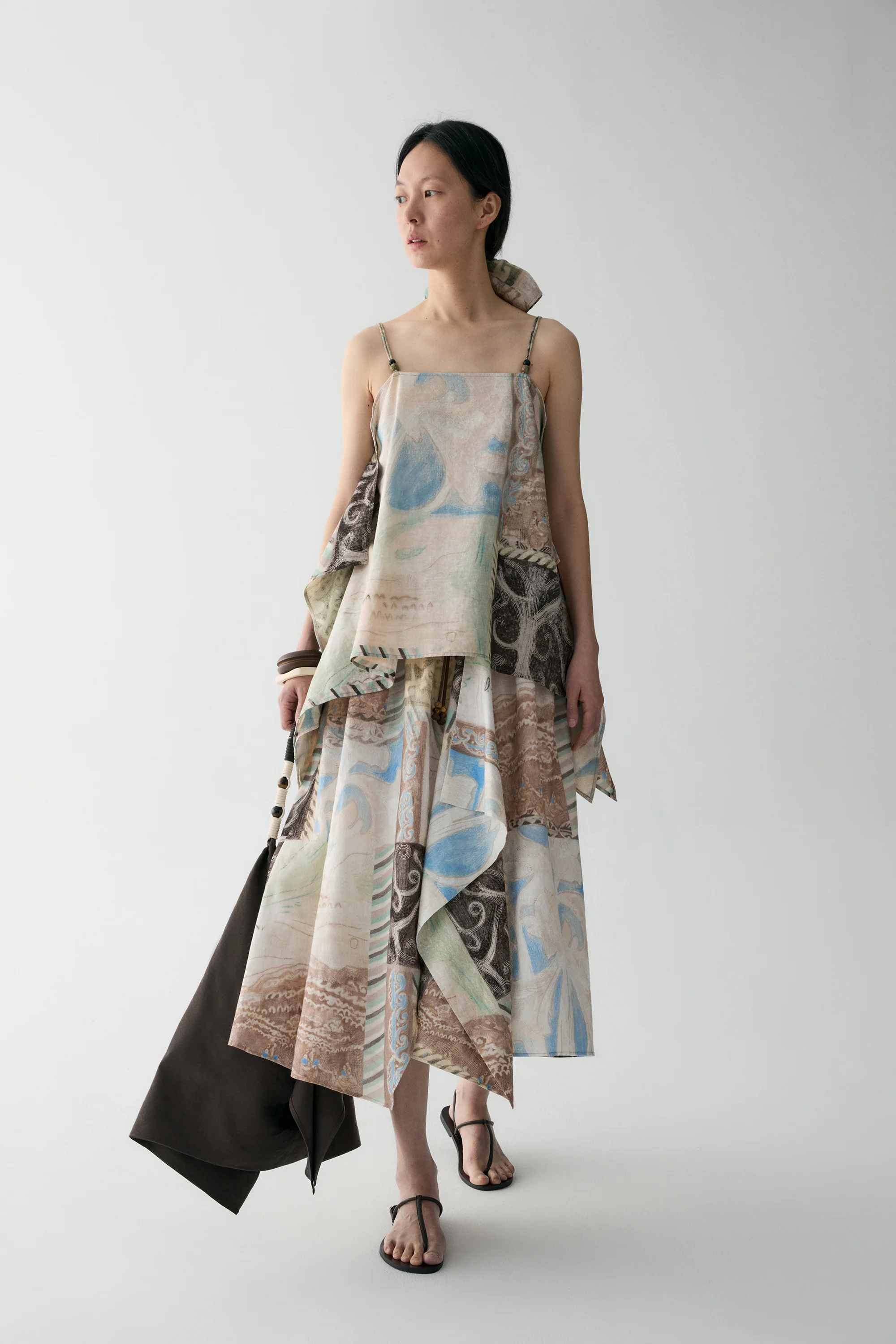 Draped Panel Tribal-print Skirt