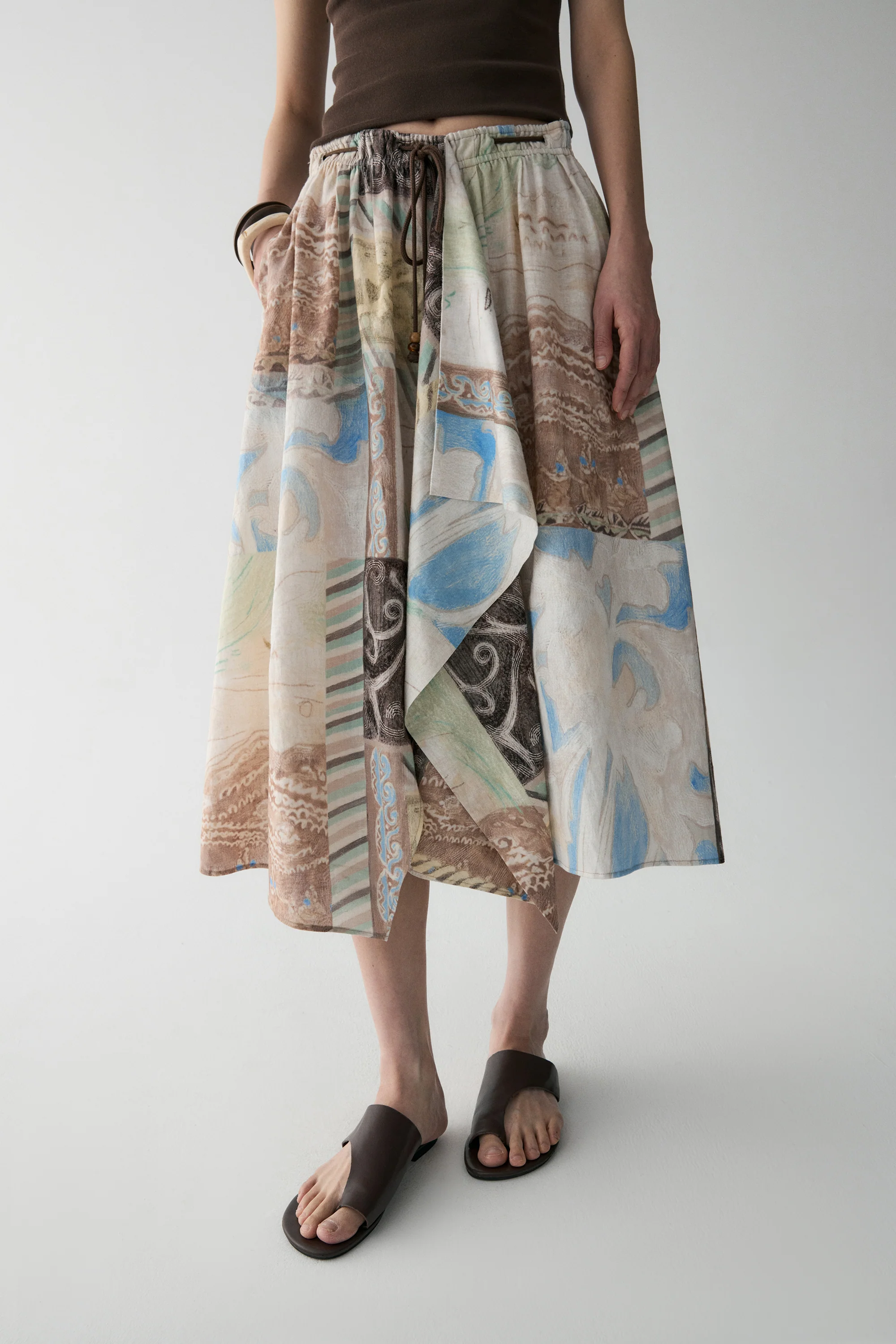 Draped Panel Tribal-print Skirt - Image 10