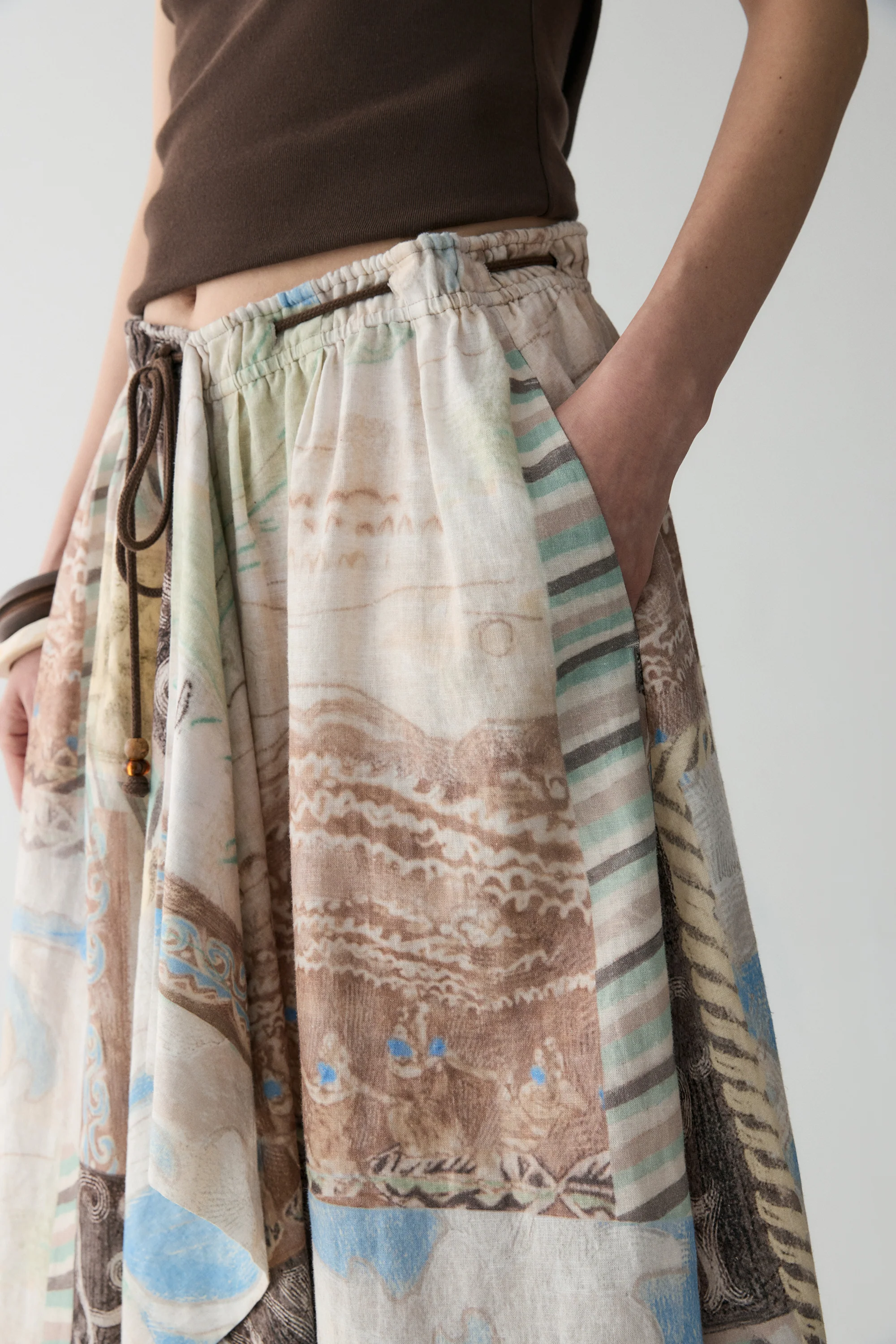 Draped Panel Tribal-print Skirt - Image 12