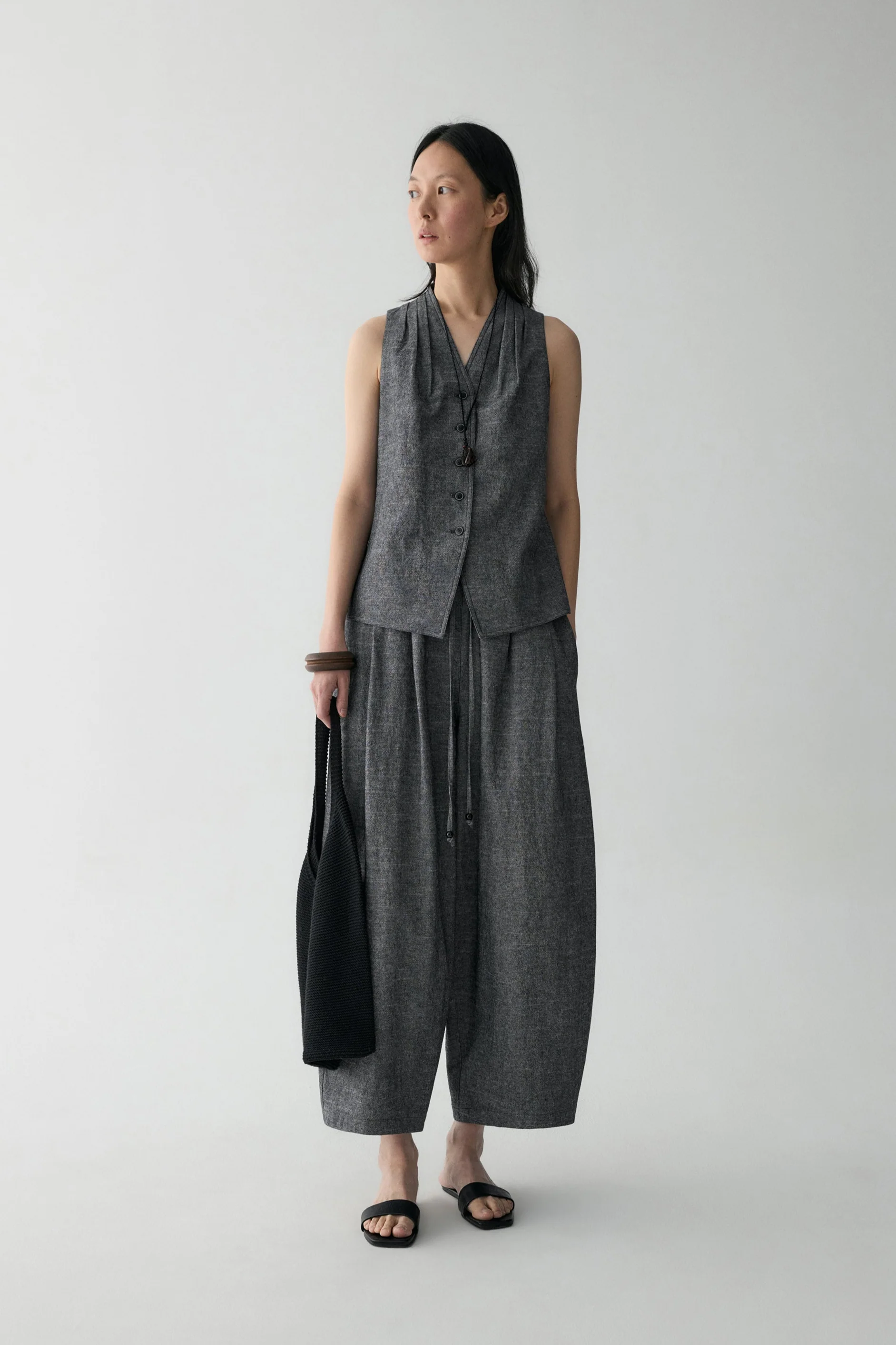 Drawstring Beaded Waist Pants