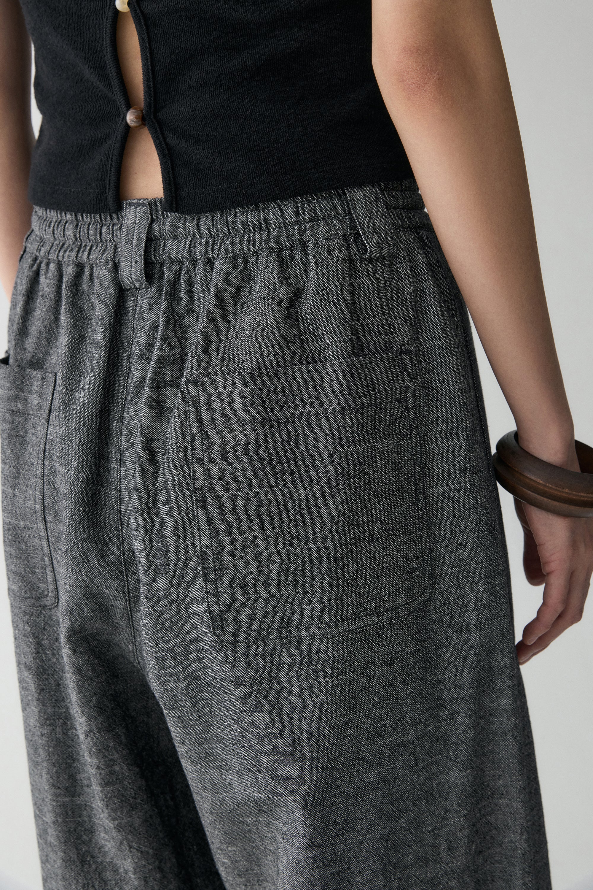 Drawstring Beaded Waist Pants - Image 11