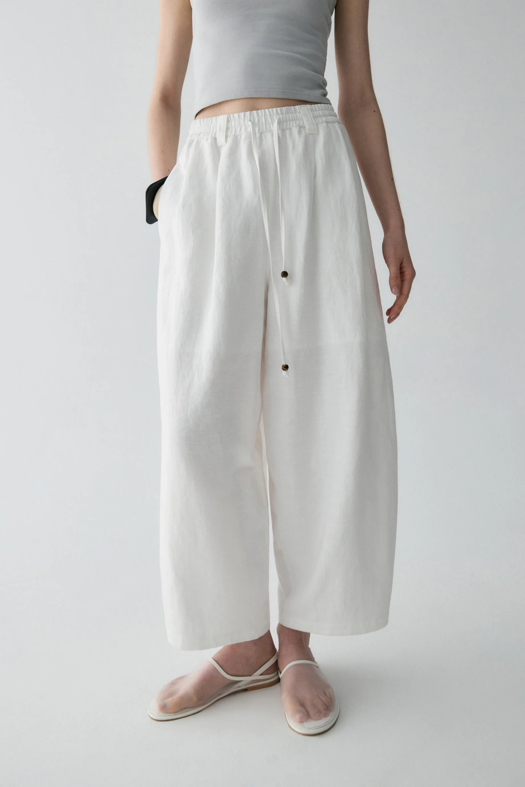 Drawstring Beaded Waist Pants - Image 18