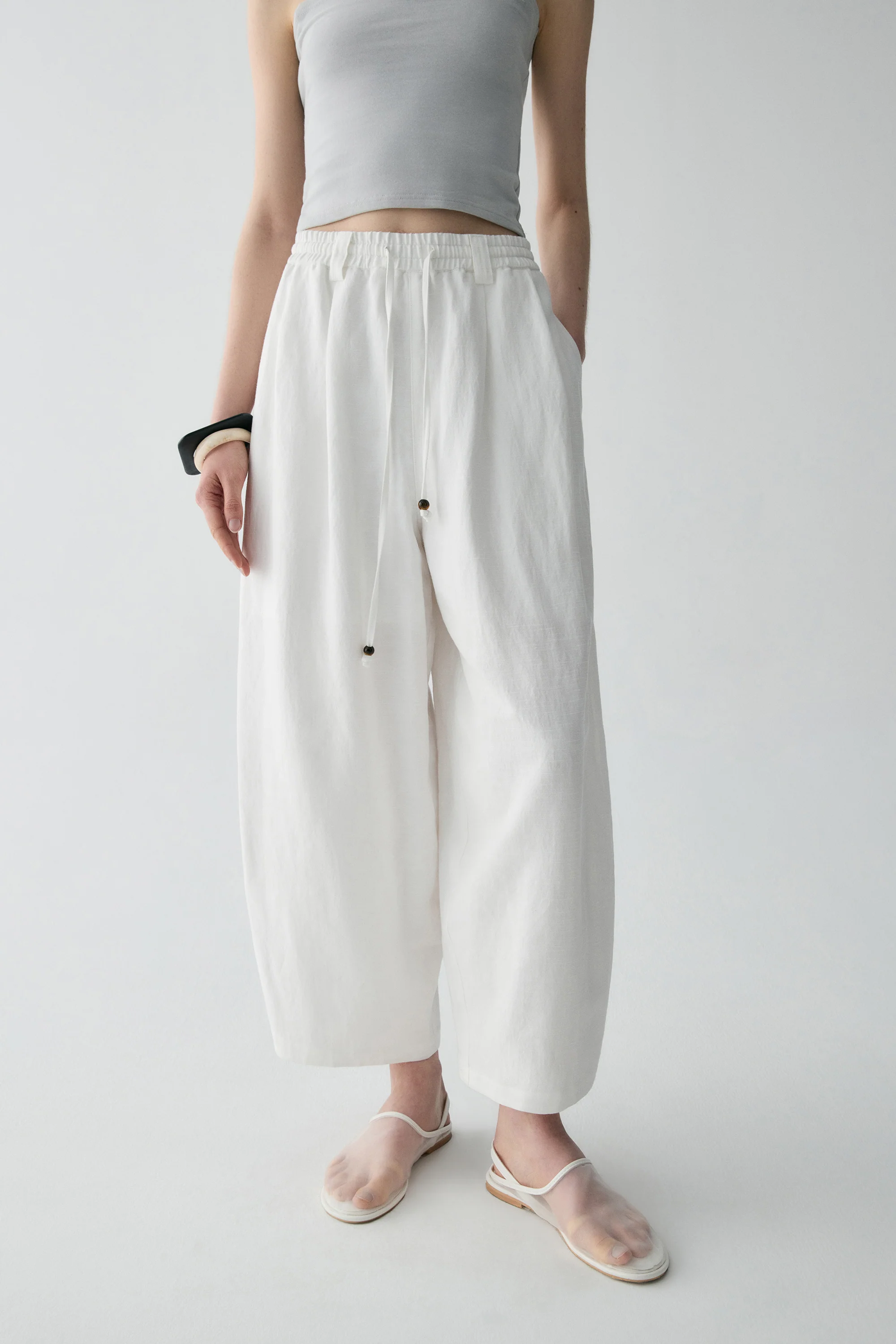 Drawstring Beaded Waist Pants - Image 19