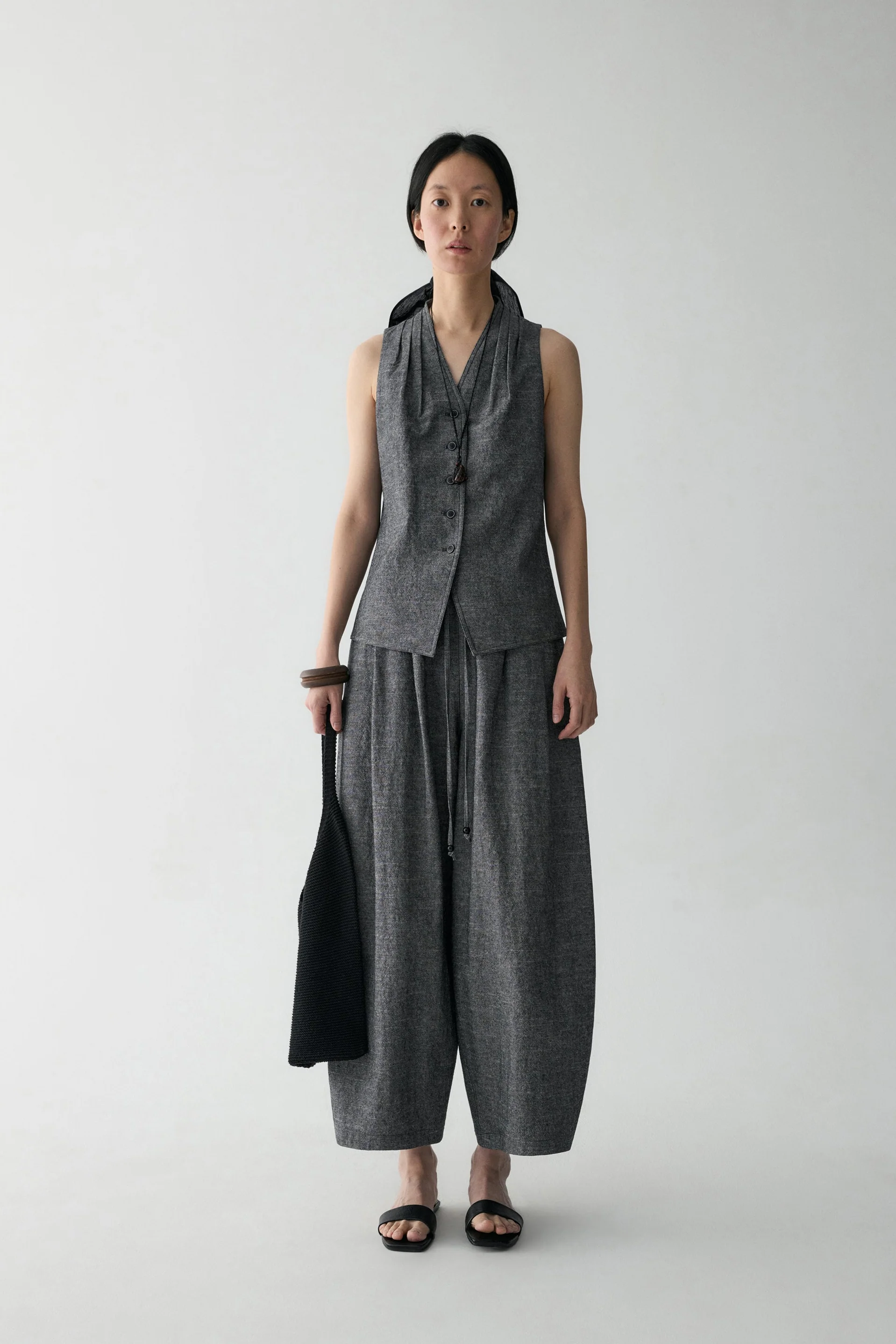 Drawstring Beaded Waist Pants - Image 2
