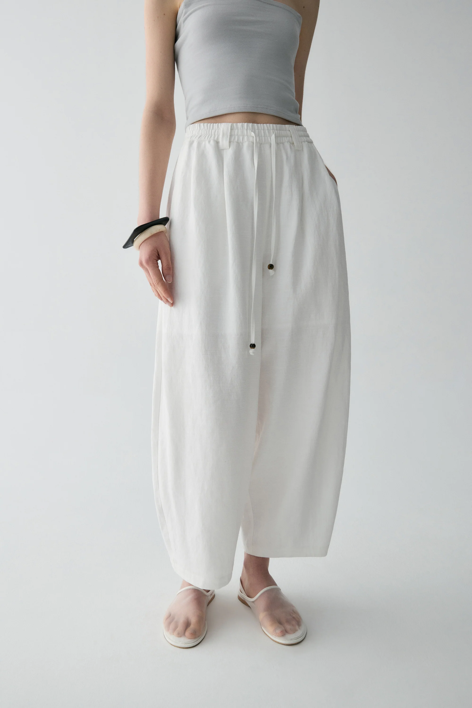Drawstring Beaded Waist Pants - Image 20
