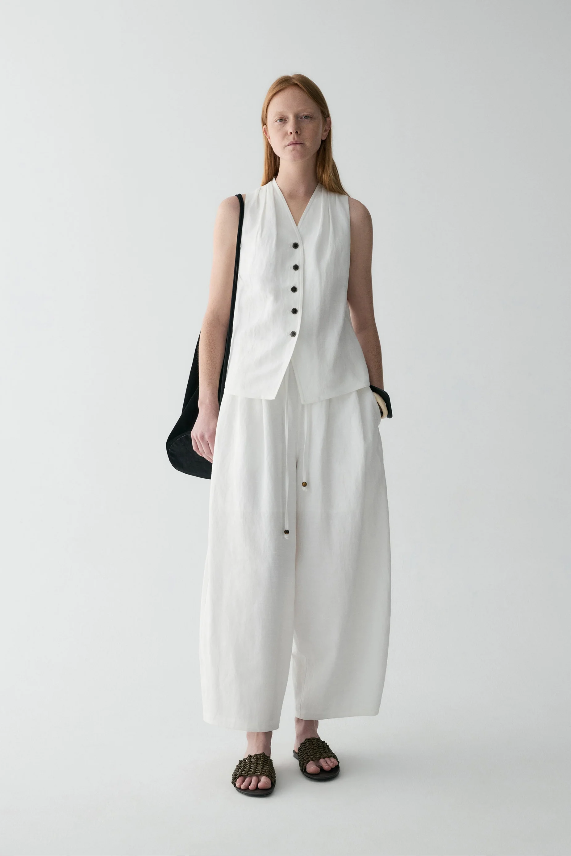 Drawstring Beaded Waist Pants - Image 3