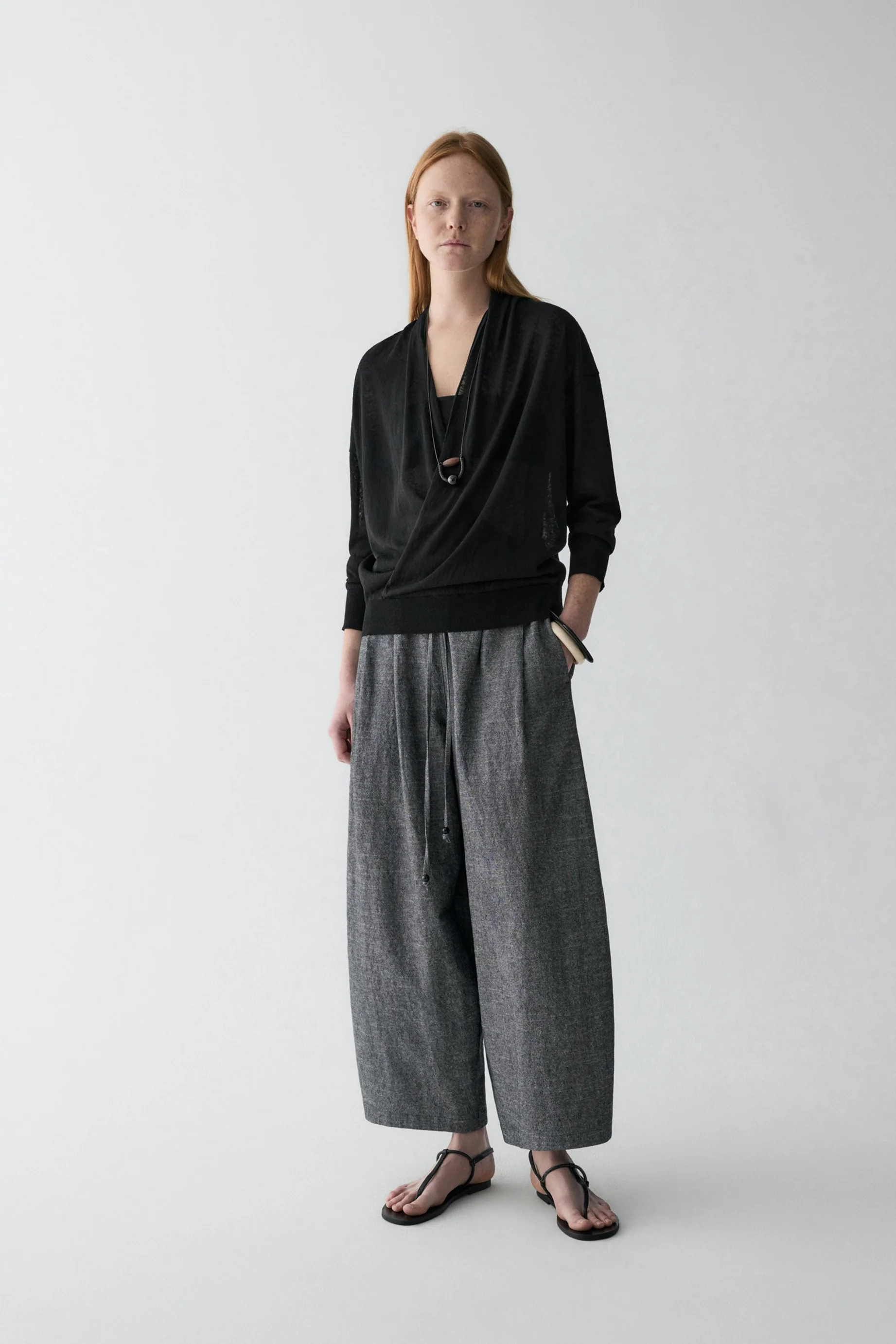 Drawstring Beaded Waist Pants - Image 4
