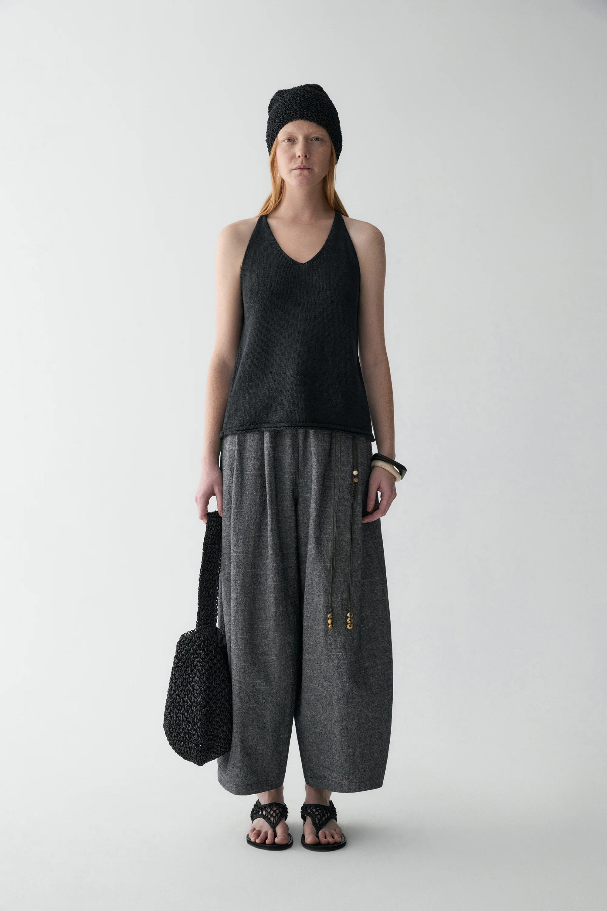 Drawstring Beaded Waist Pants - Image 5