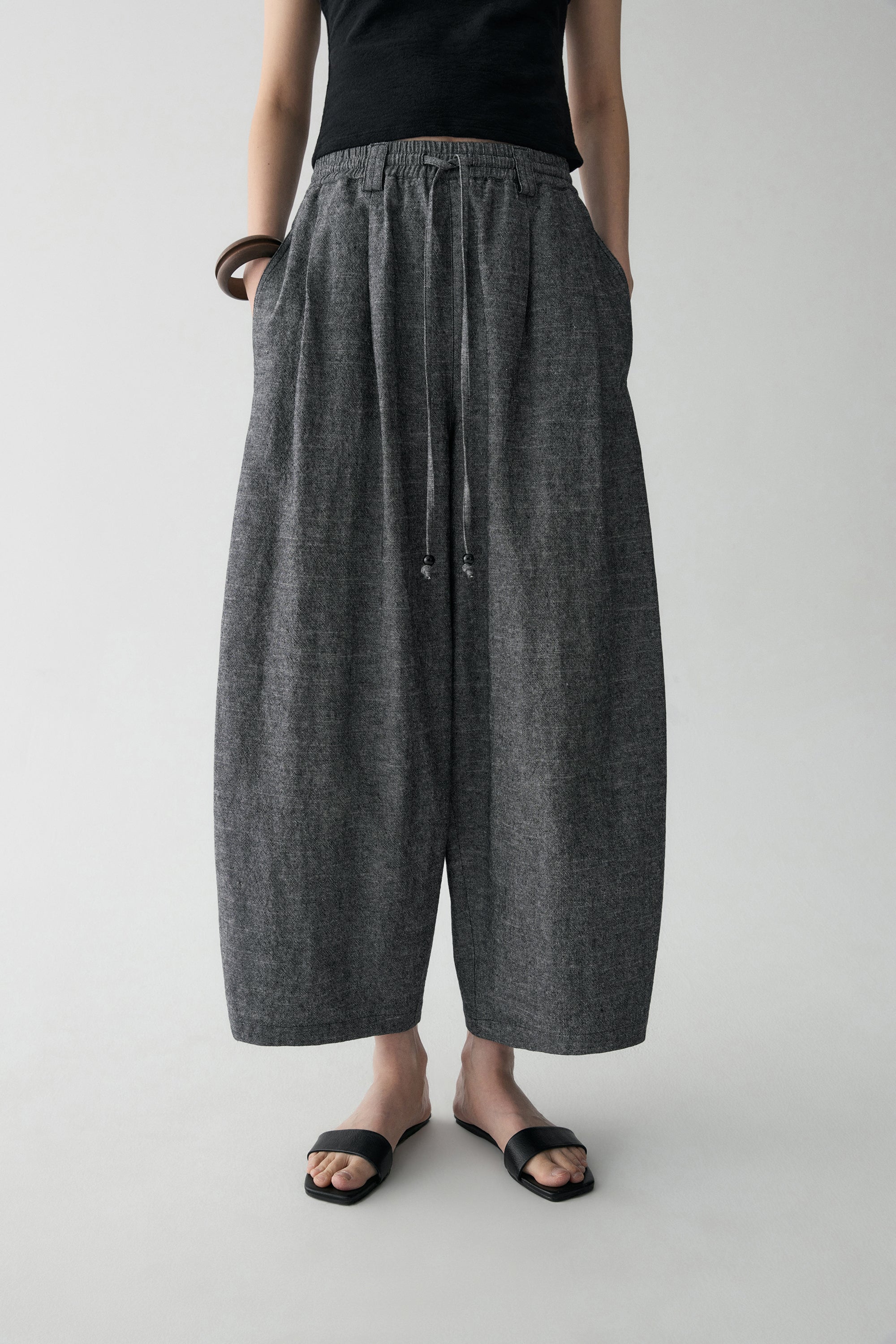 Drawstring Beaded Waist Pants - Image 7