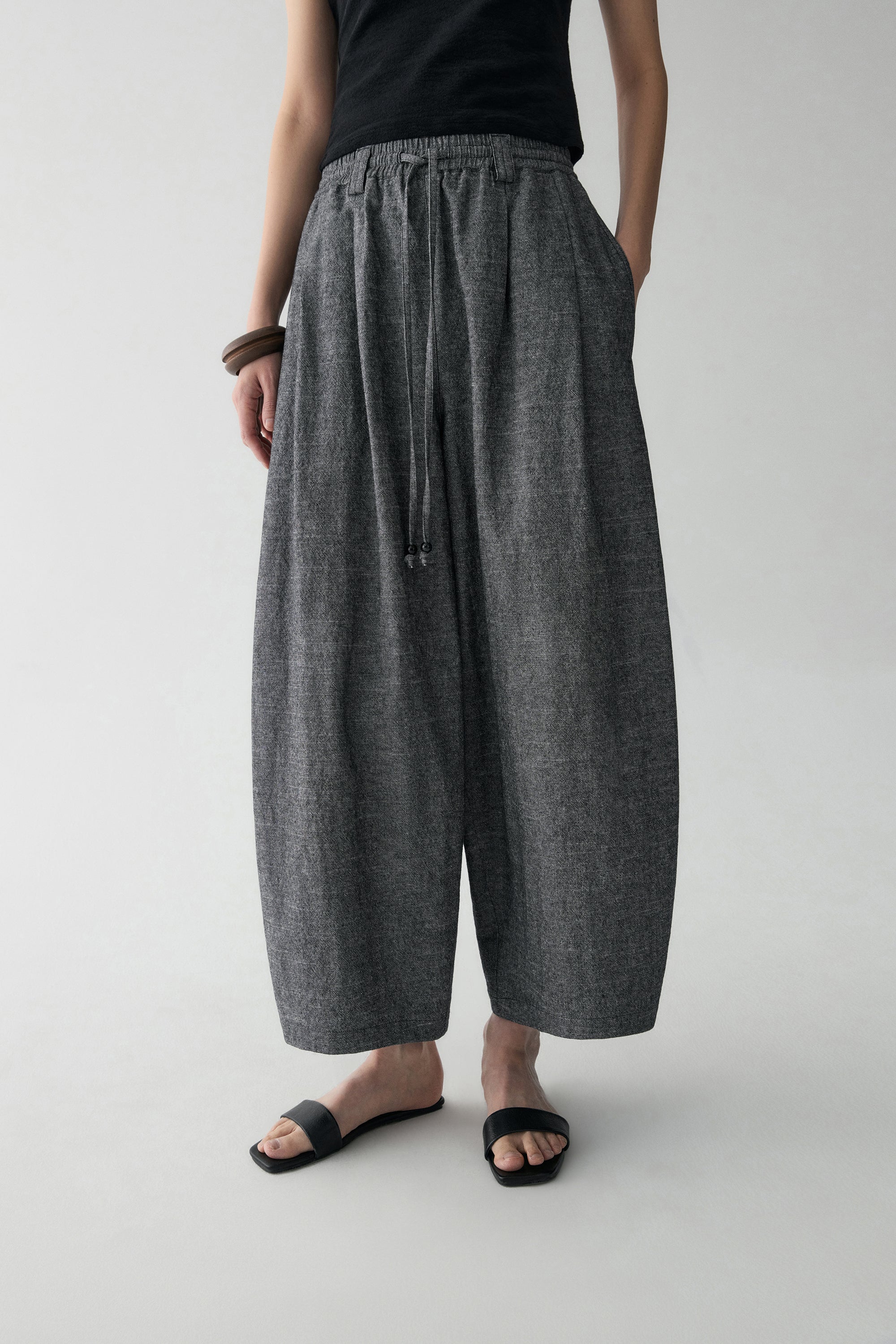 Drawstring Beaded Waist Pants - Image 8