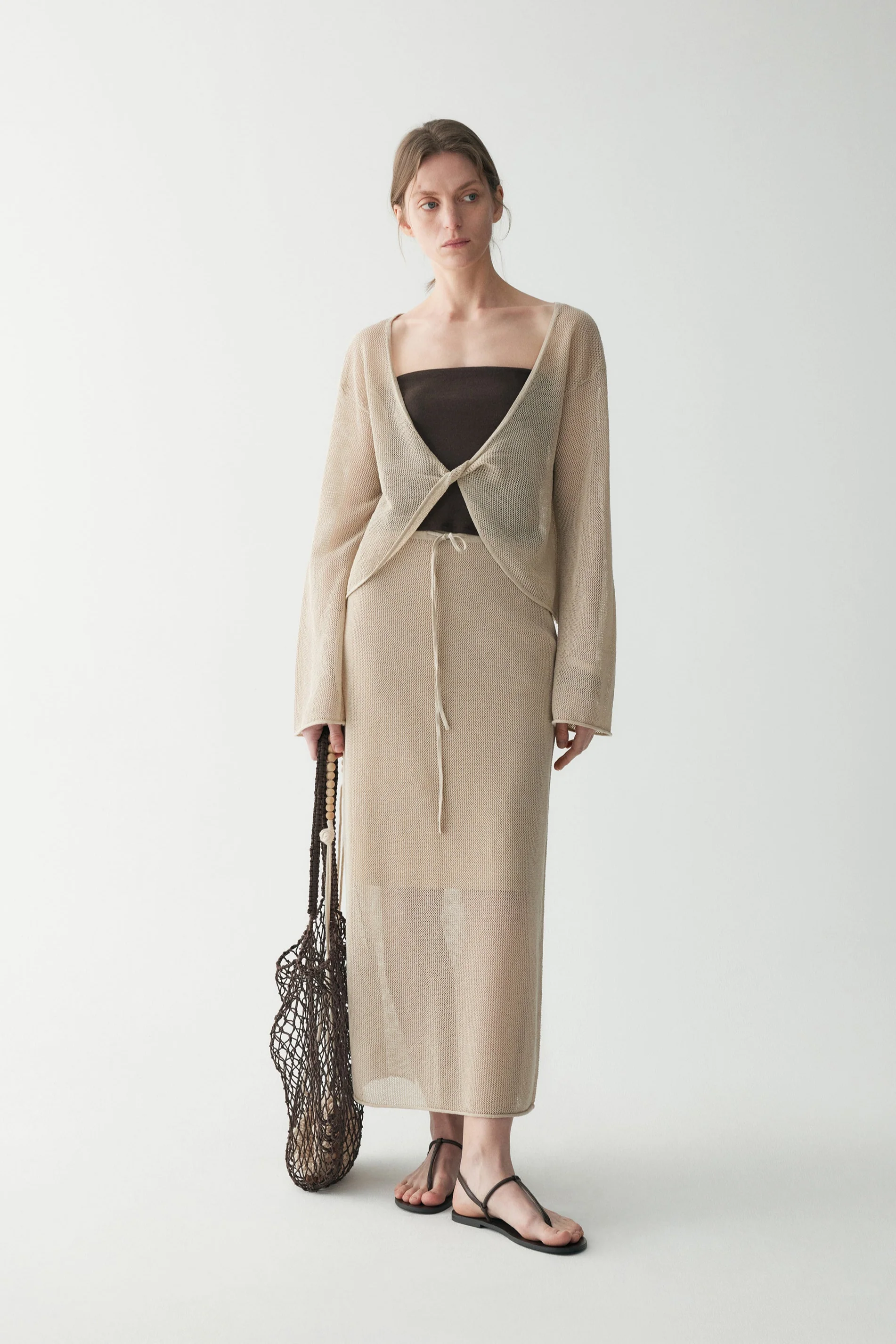 Drawstring Sheer Skirt