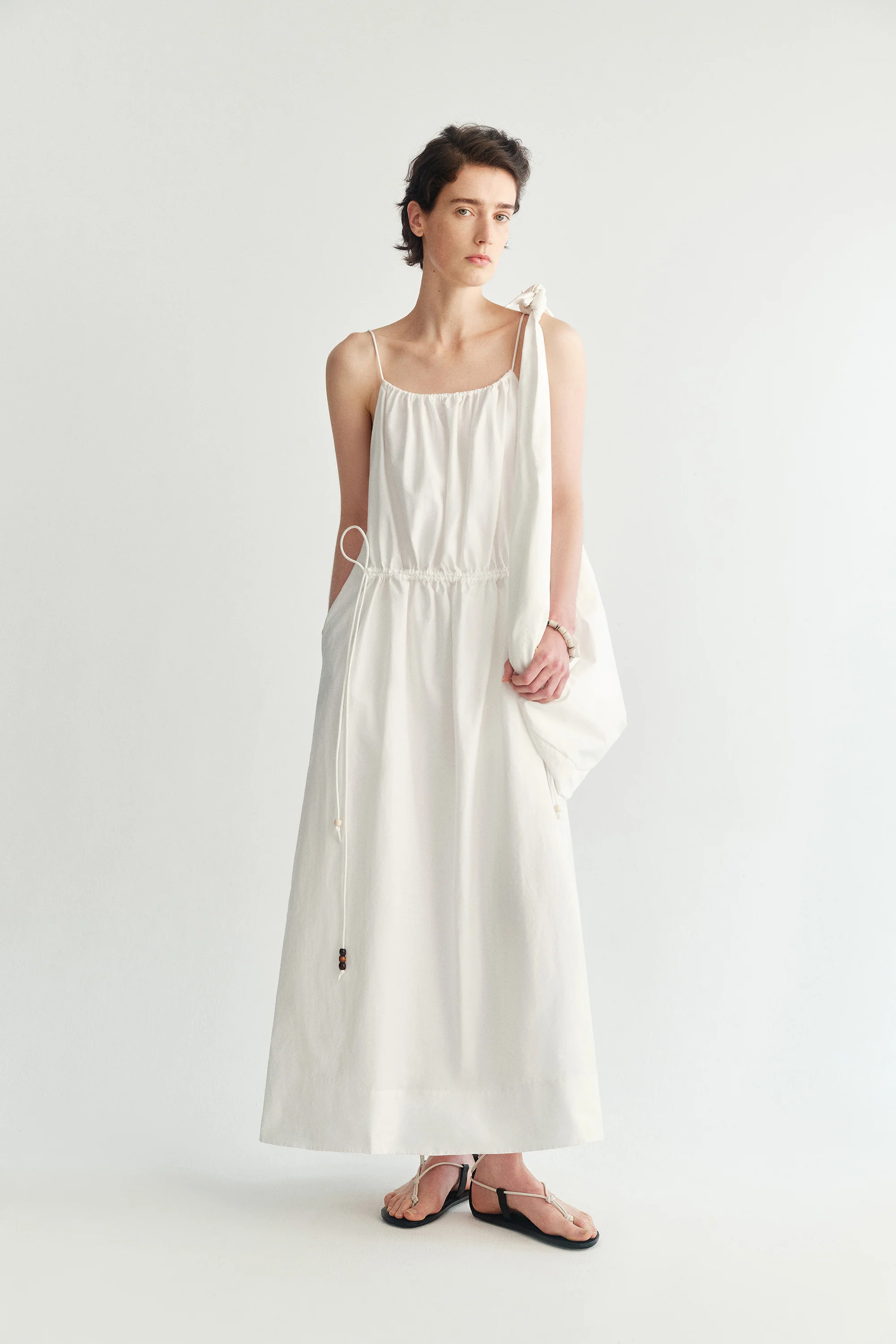 Drawstring Slip Maxi Dress