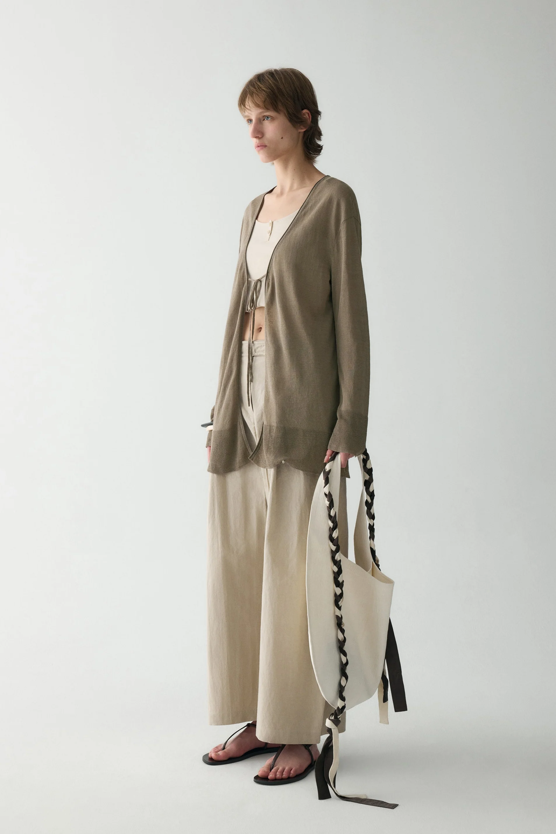 Long-sleeved  Tie-front Cardigan - Image 12