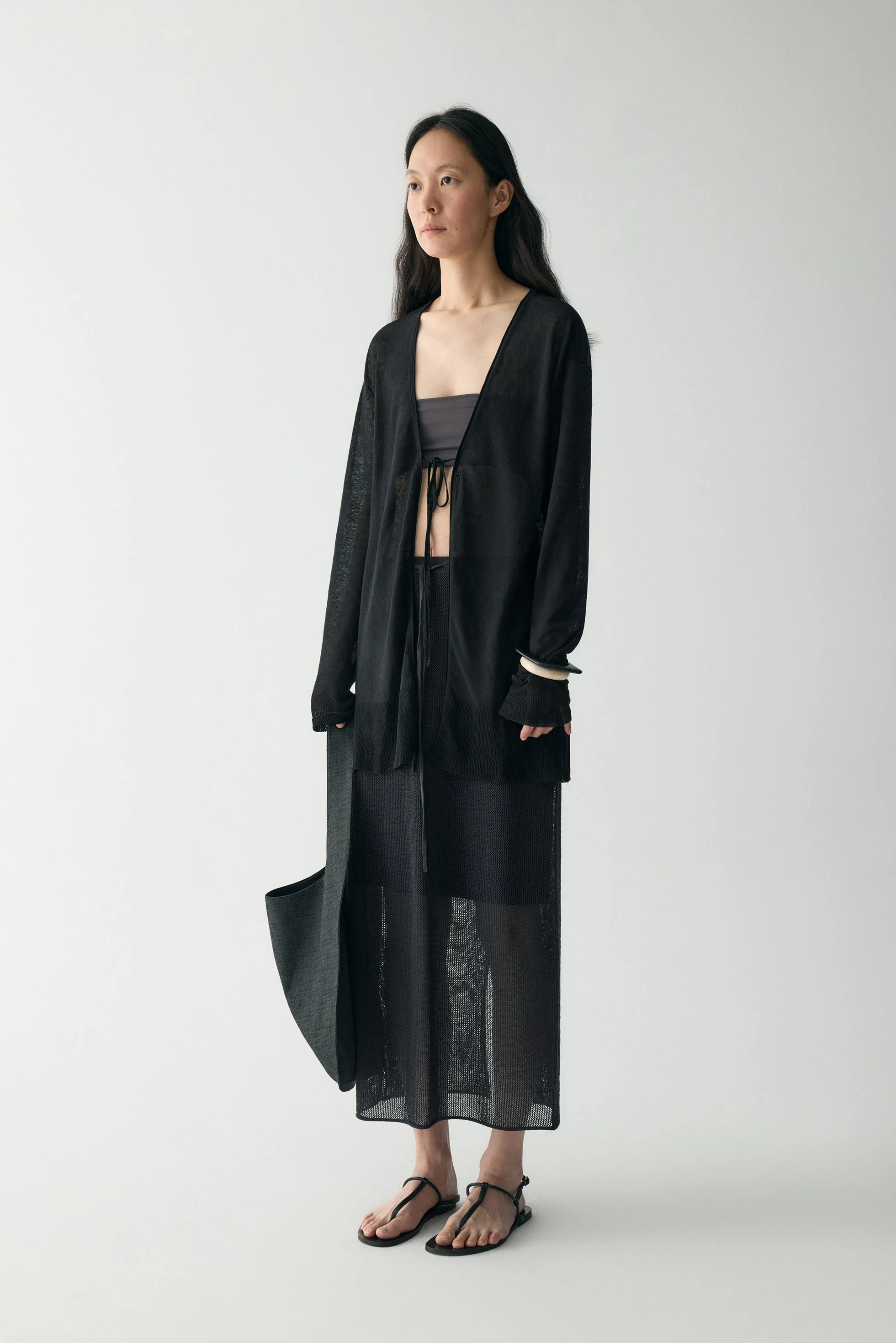 Long-sleeved  Tie-front Cardigan - Image 17