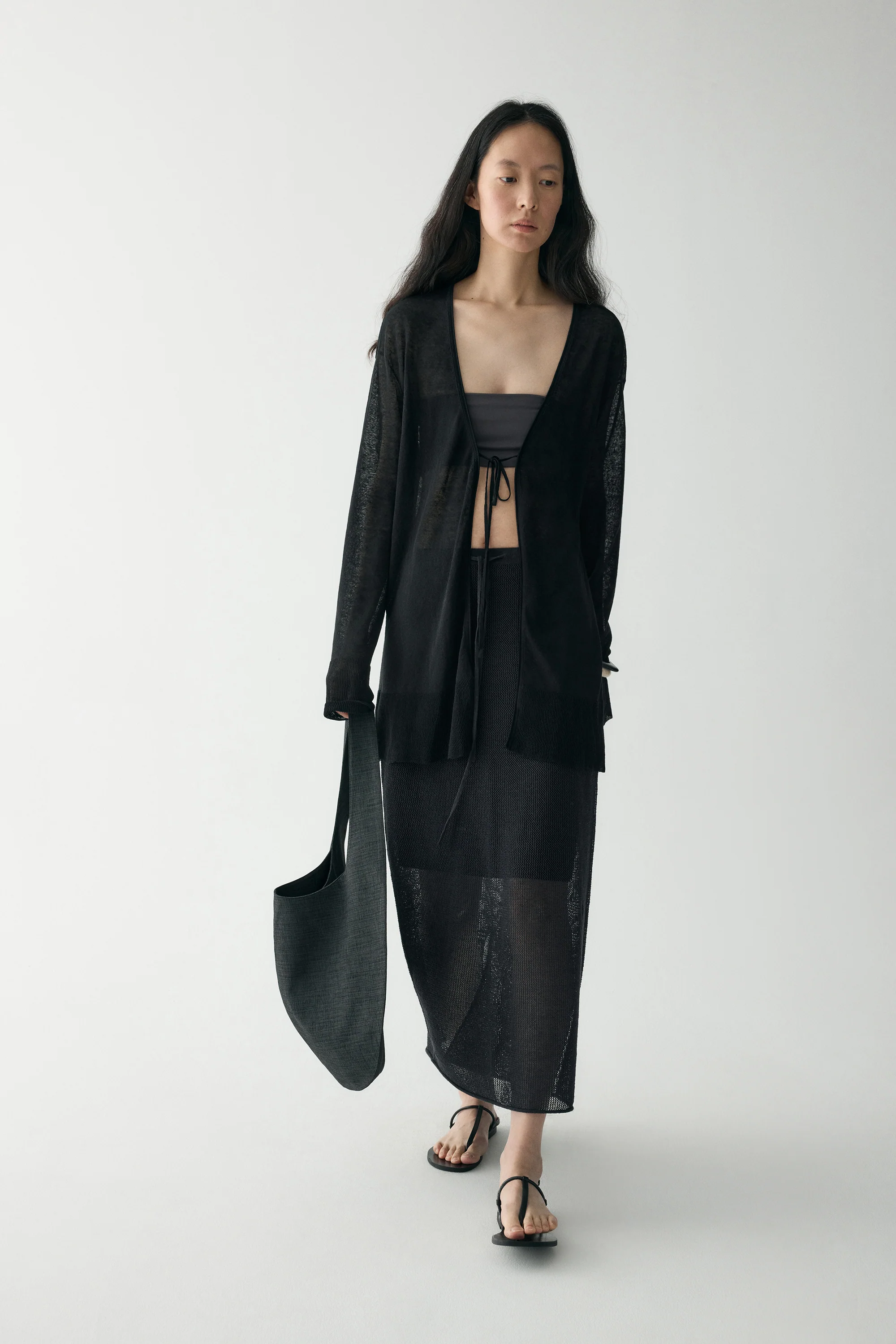 Long-sleeved  Tie-front Cardigan - Image 18