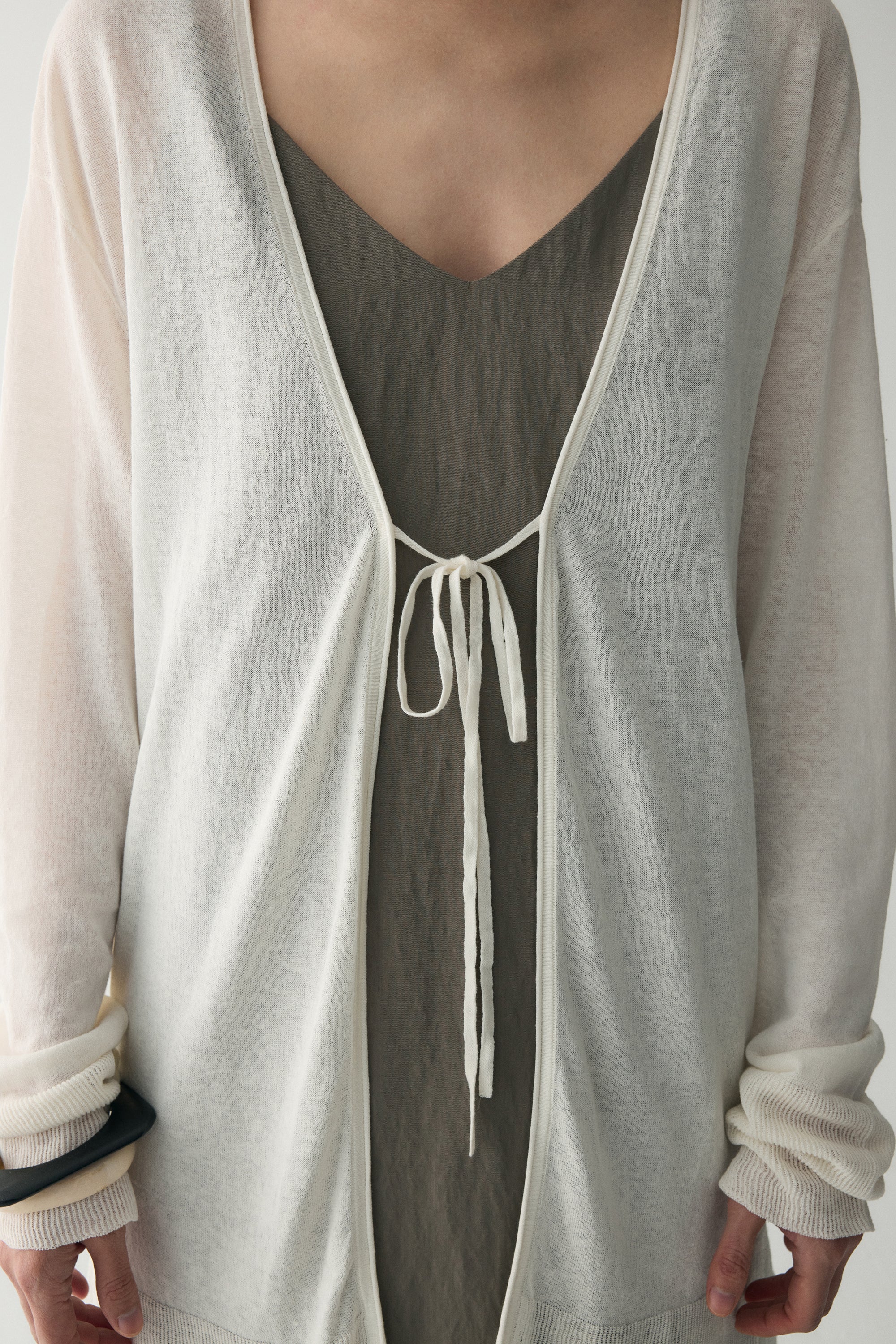 Long-sleeved  Tie-front Cardigan - Image 7