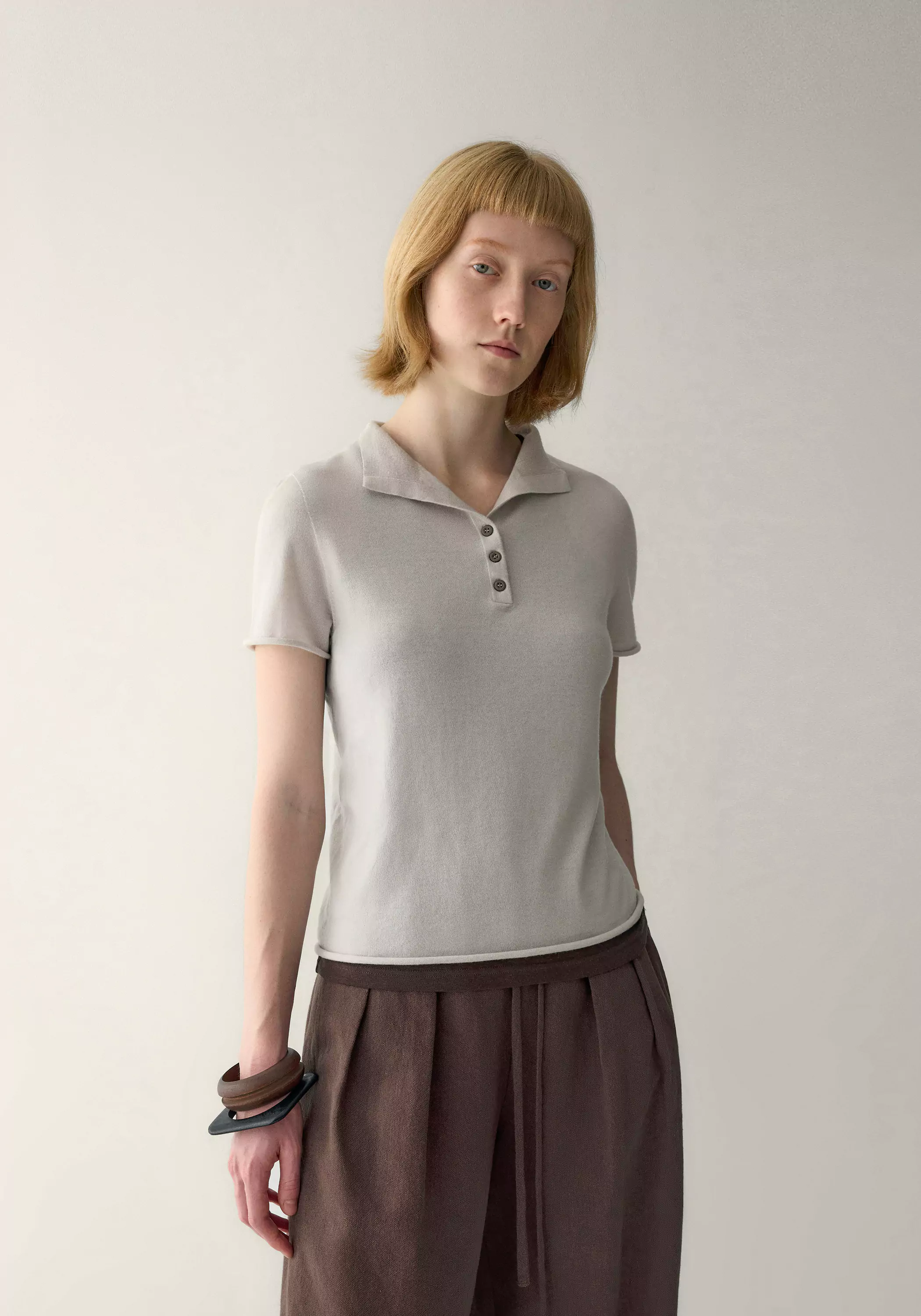 Short-Sleeve Wool Polo