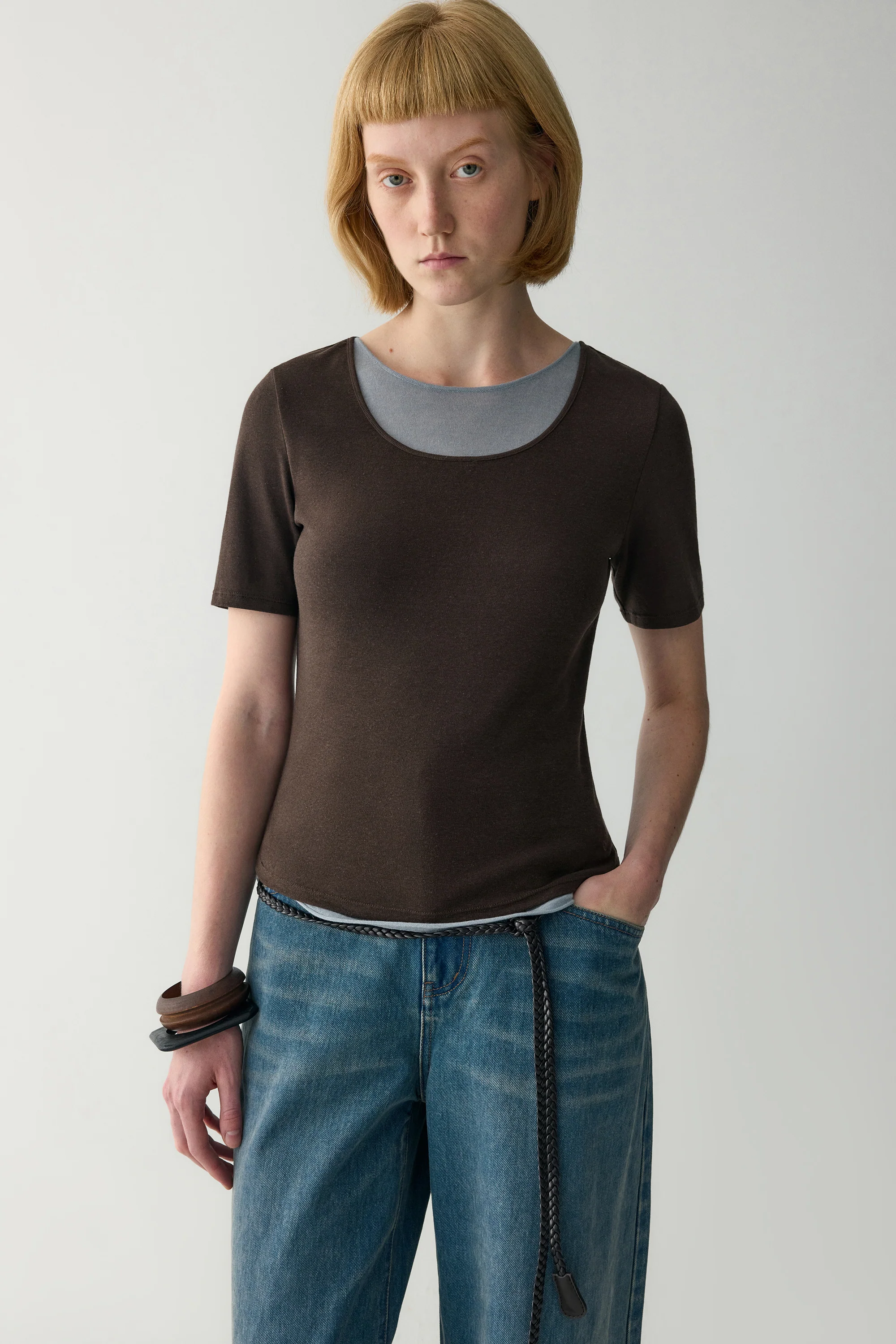 Square Neck Fitted T-shirt - Image 15