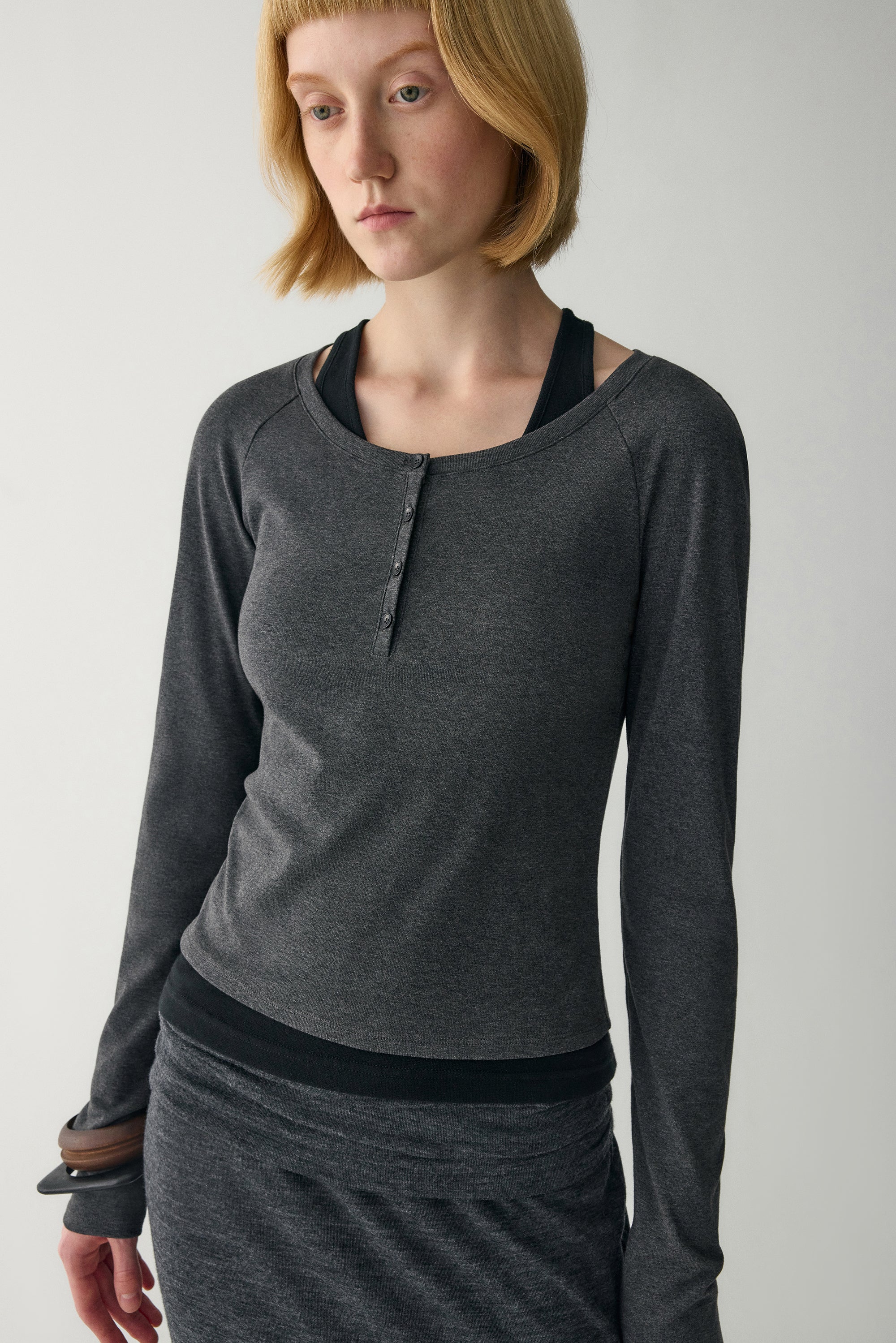 Henley Ribbed Long Sleeve T-shirt - Image 23