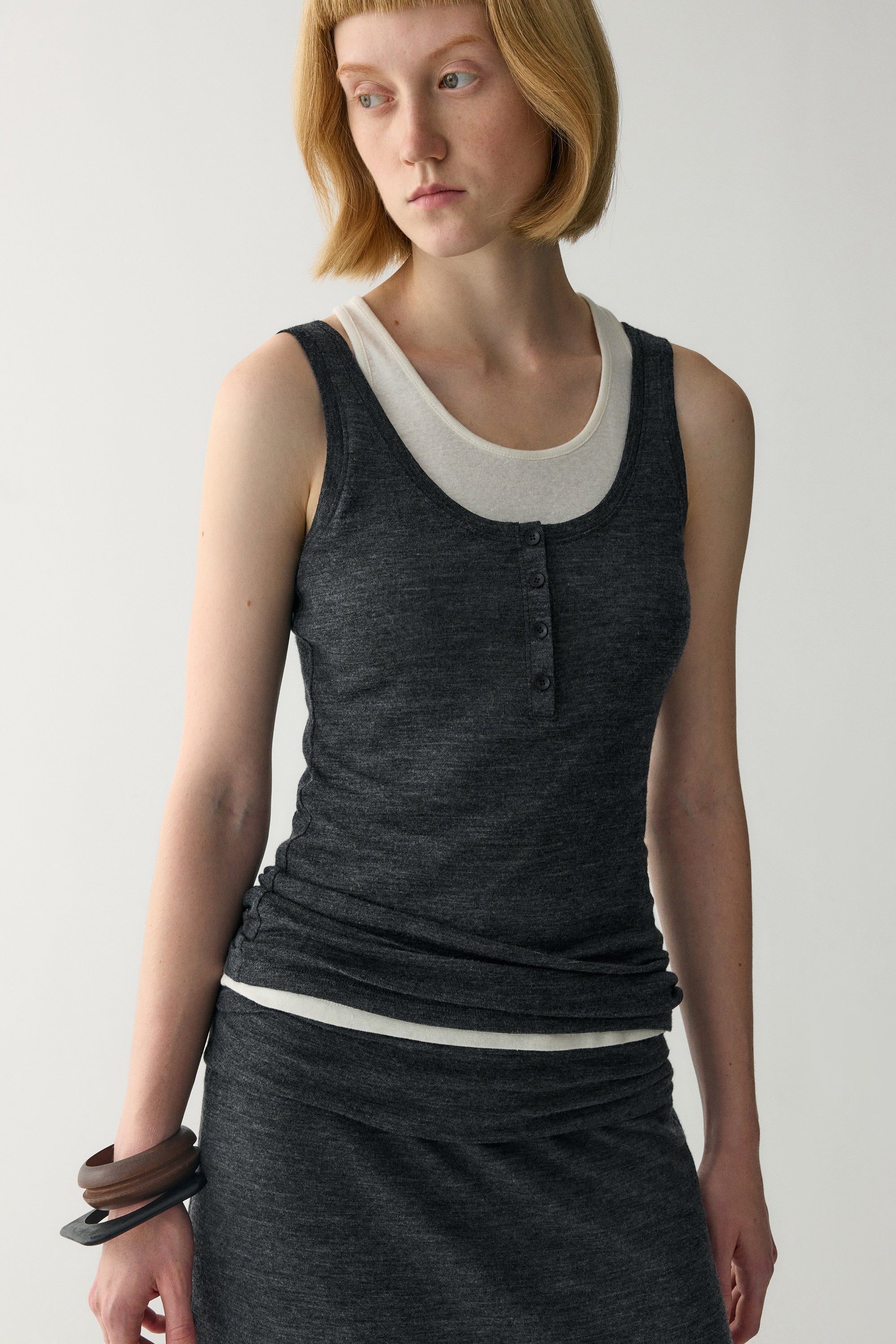 Wool Henley Fitted Tank Top - Image 18