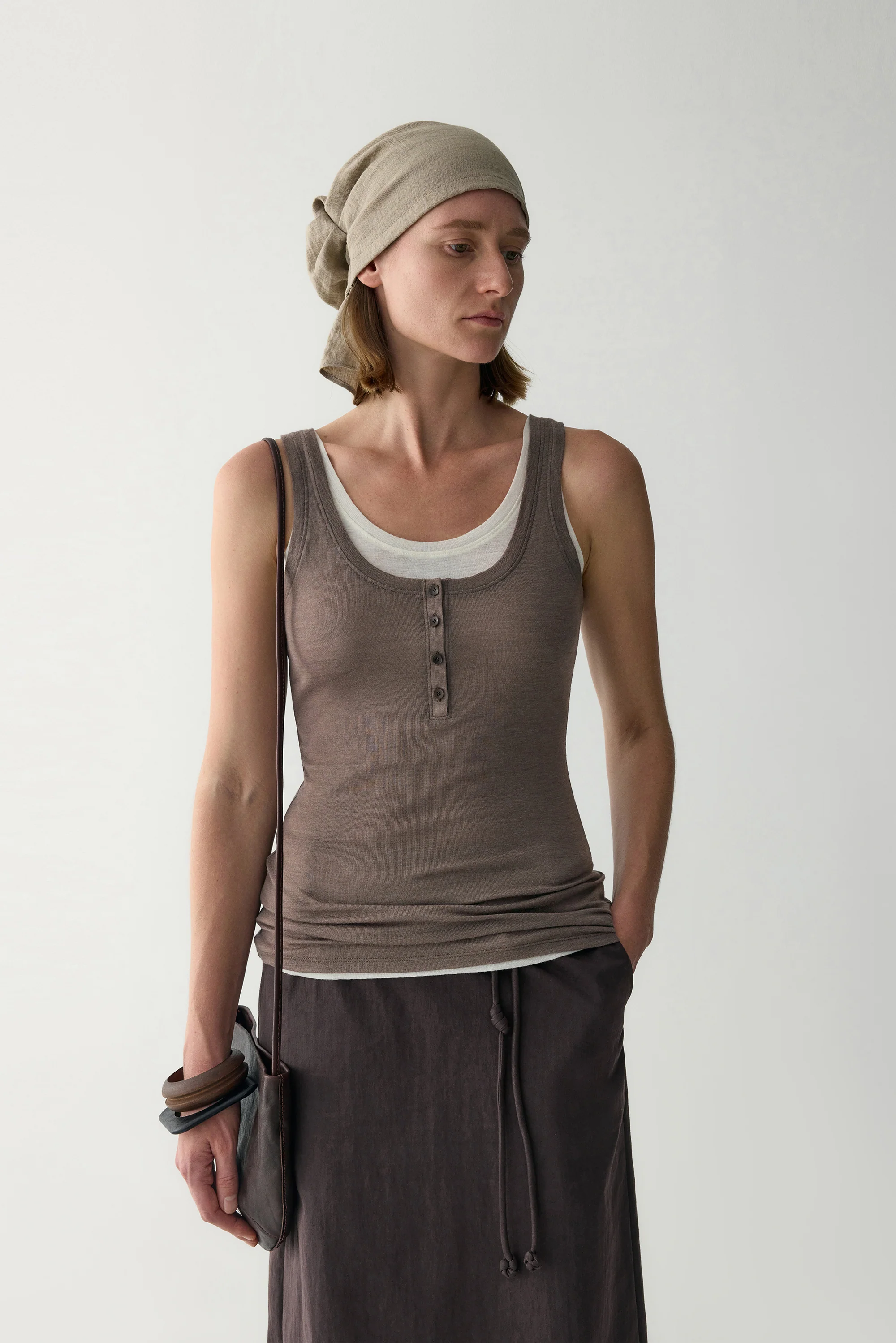 Wool Henley Fitted Tank Top - Image 5