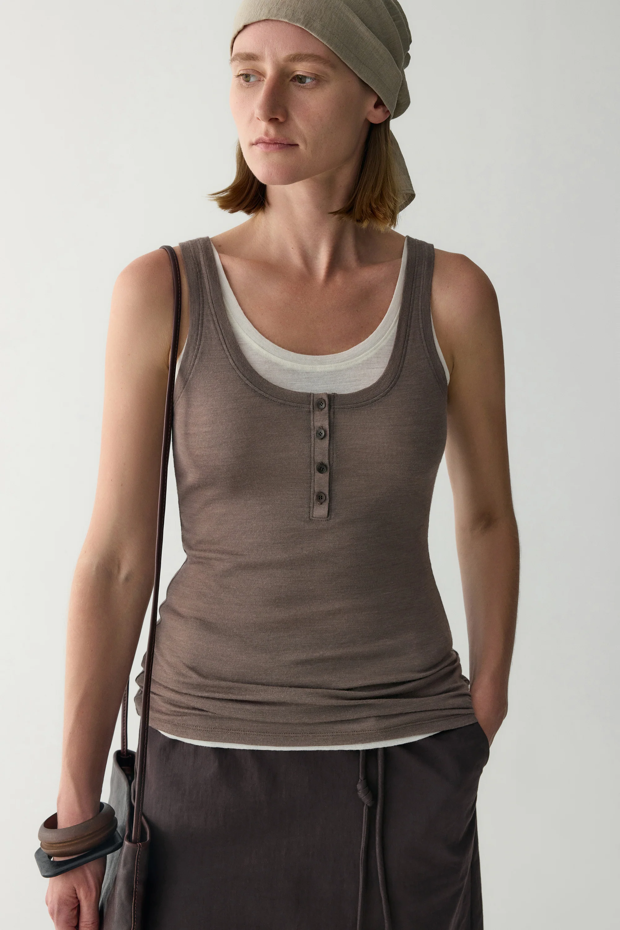 Wool Henley Fitted Tank Top - Image 6