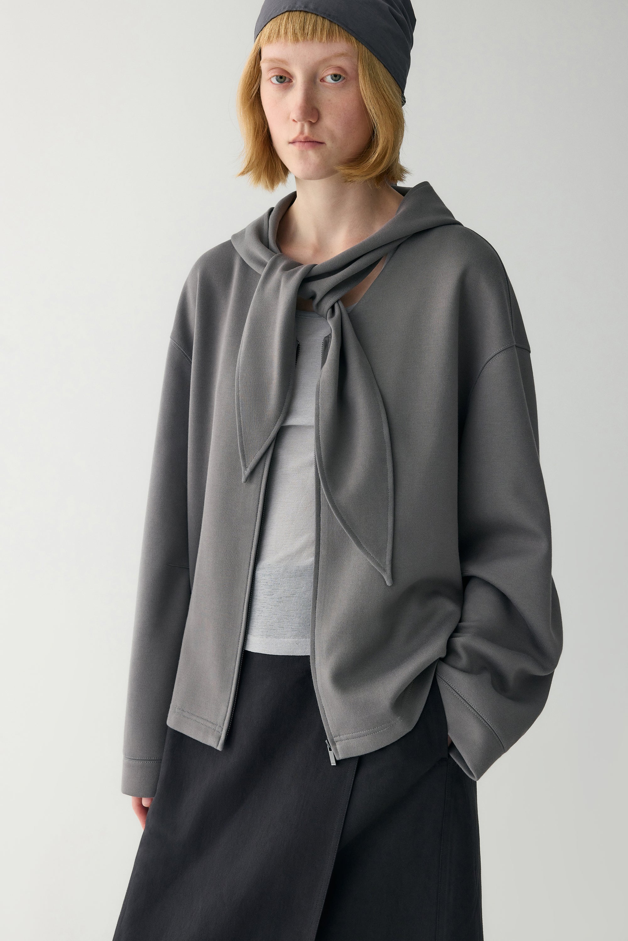 Two-way Collar Cotton Hoodie - Image 11