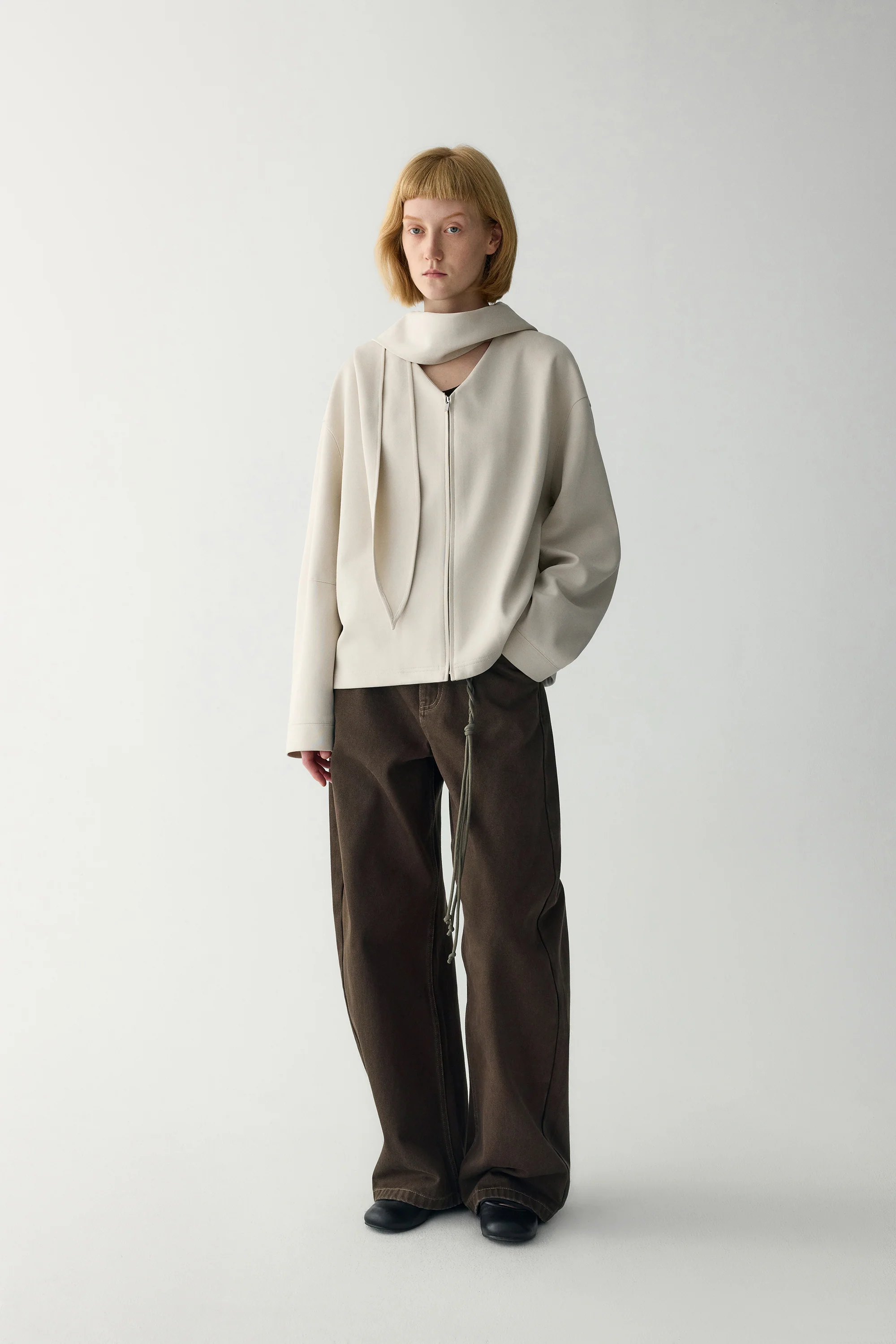 Two-way Collar Cotton Hoodie - Image 4
