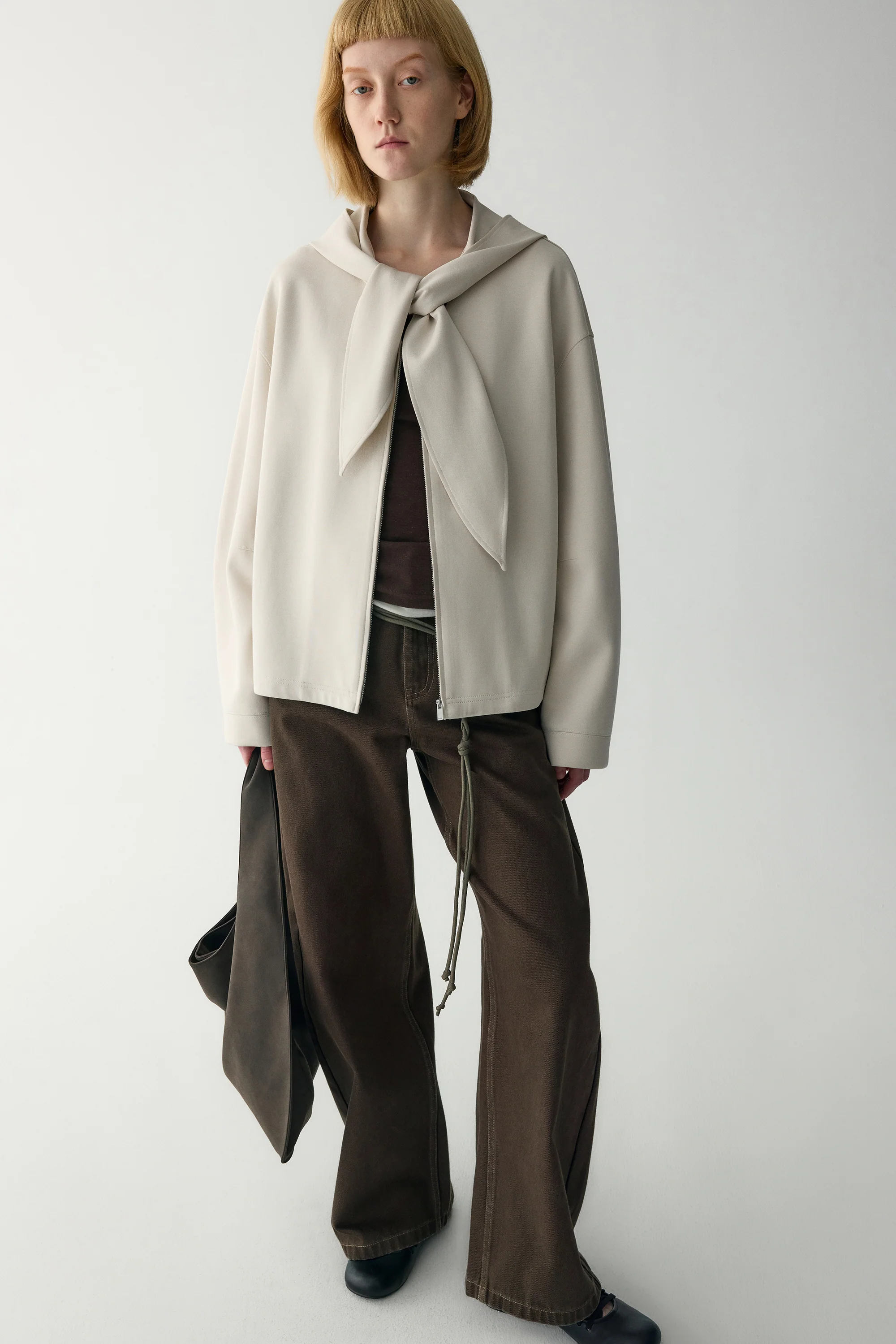 Two-way Collar Cotton Hoodie - Image 6