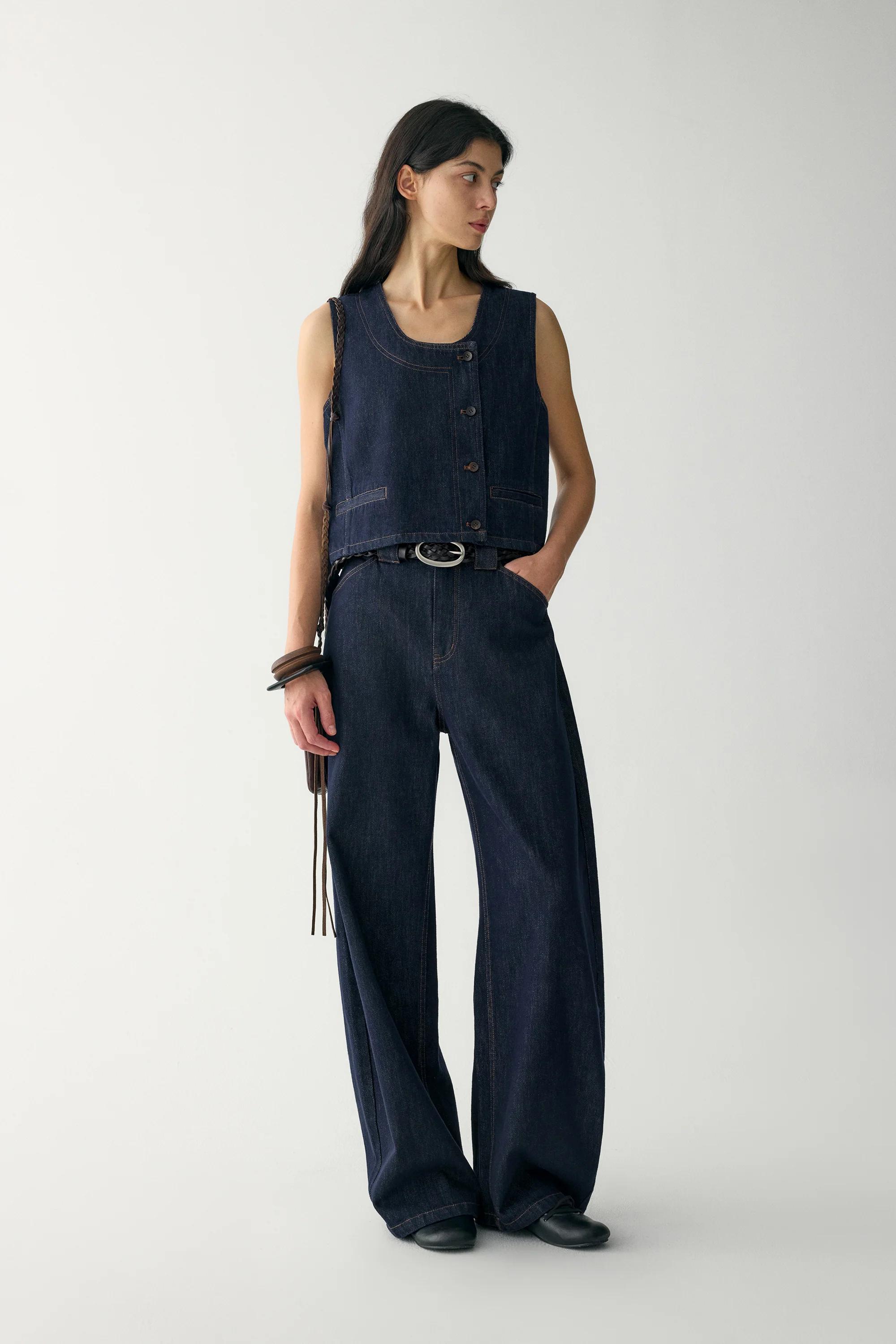 U-neck Denim Vest - Image 5
