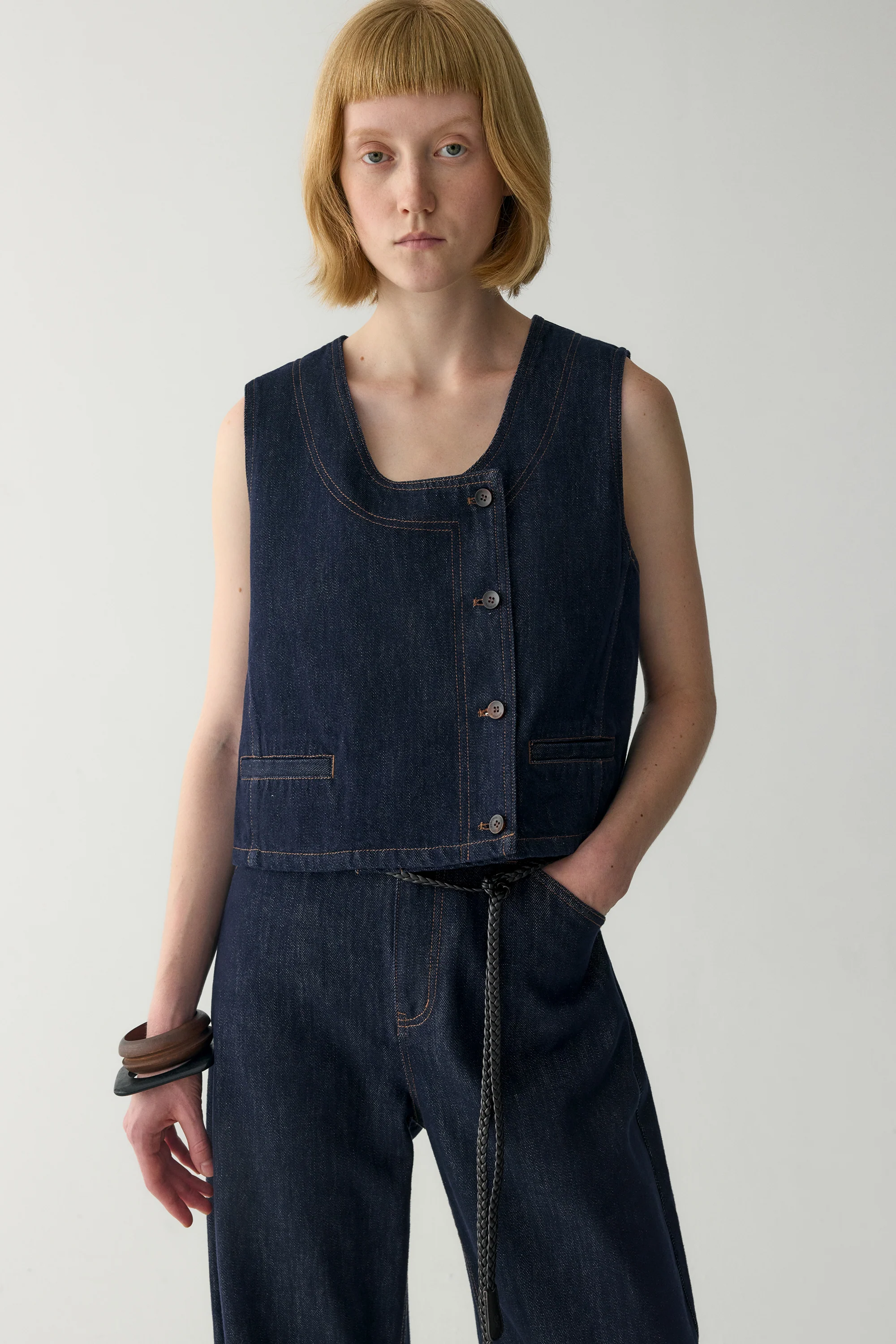 U-neck Denim Vest - Image 6