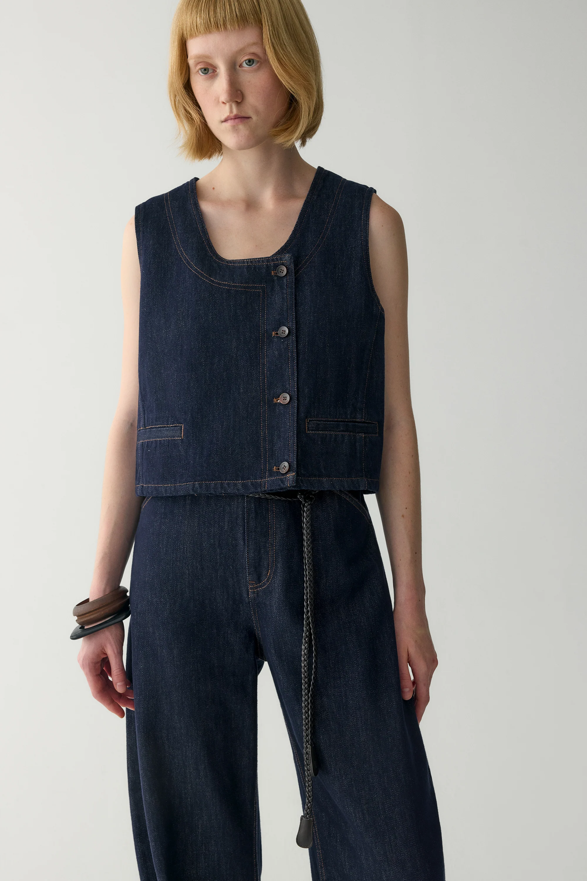 U-neck Denim Vest - Image 7