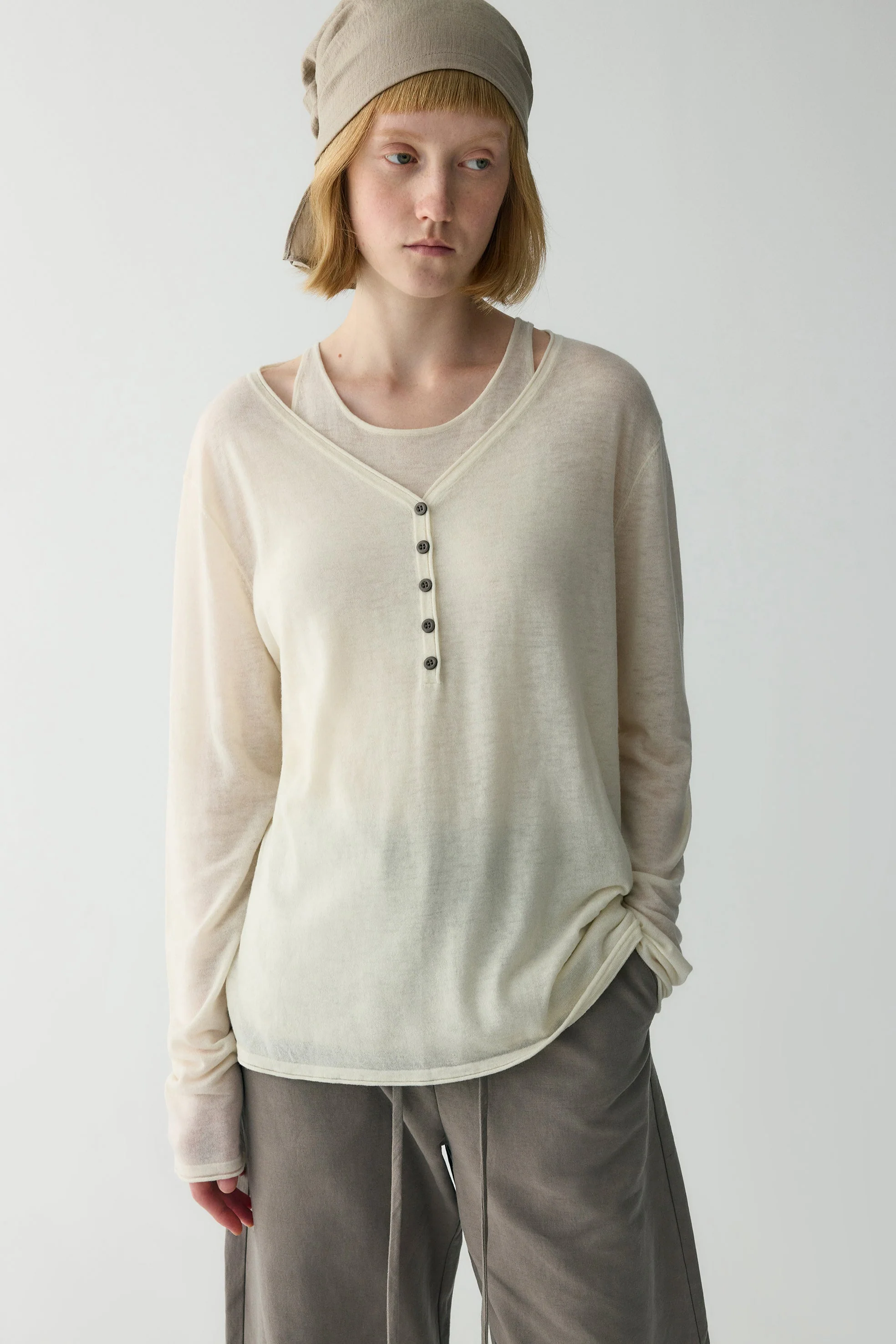 Water-soluble Wool Henley Top - Image 18