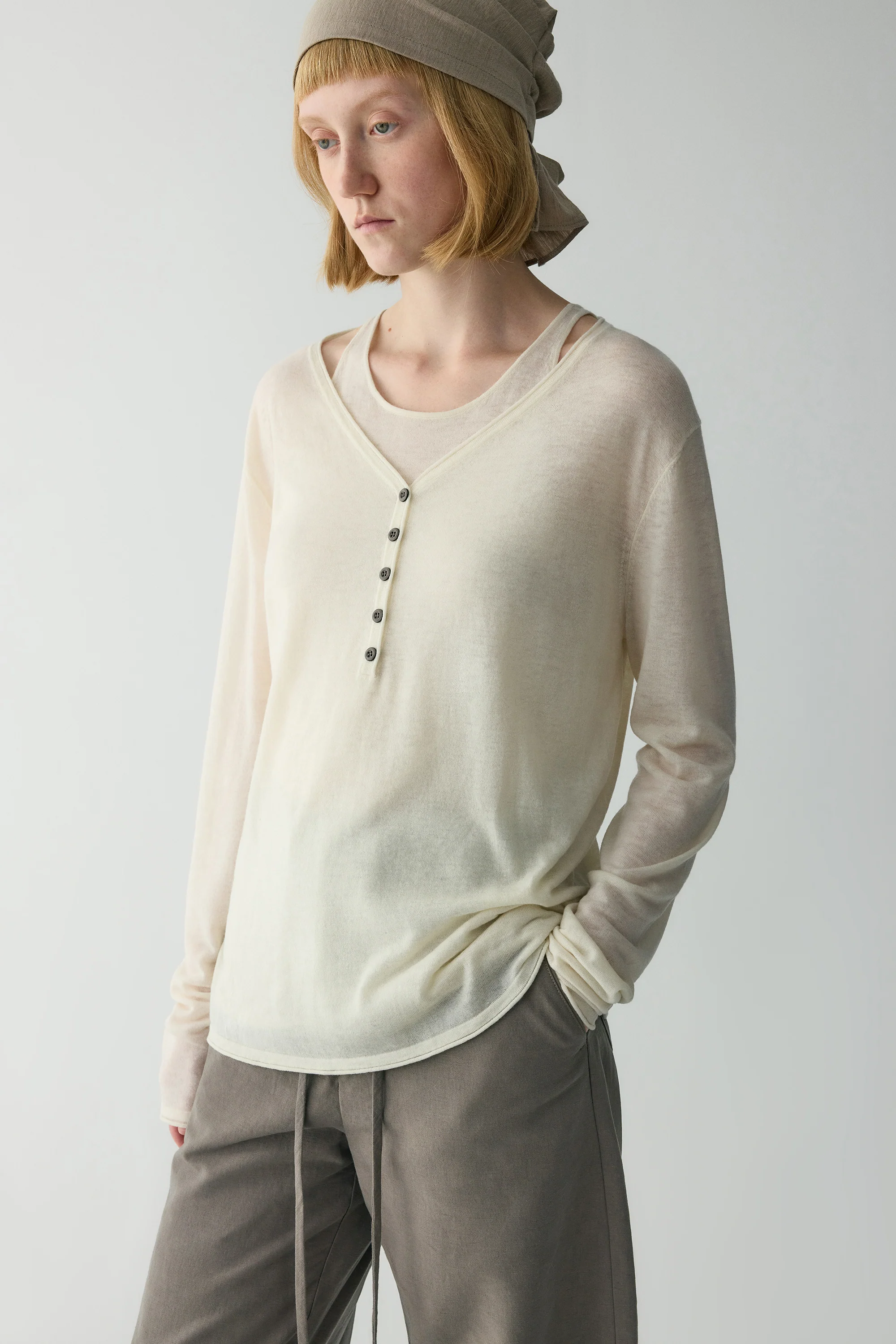 Water-soluble Wool Henley Top - Image 19