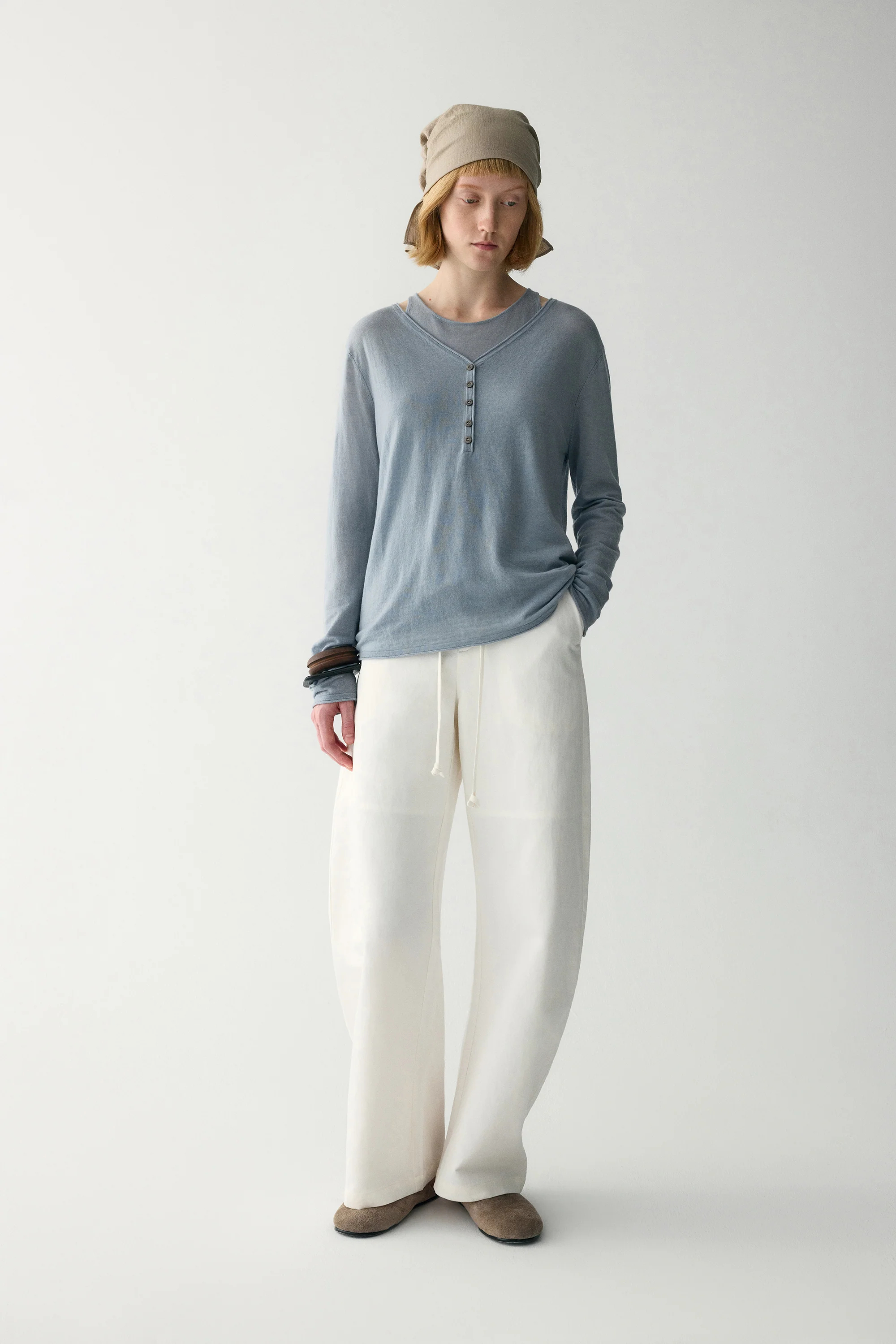 Water-soluble Wool Henley Top - Image 3