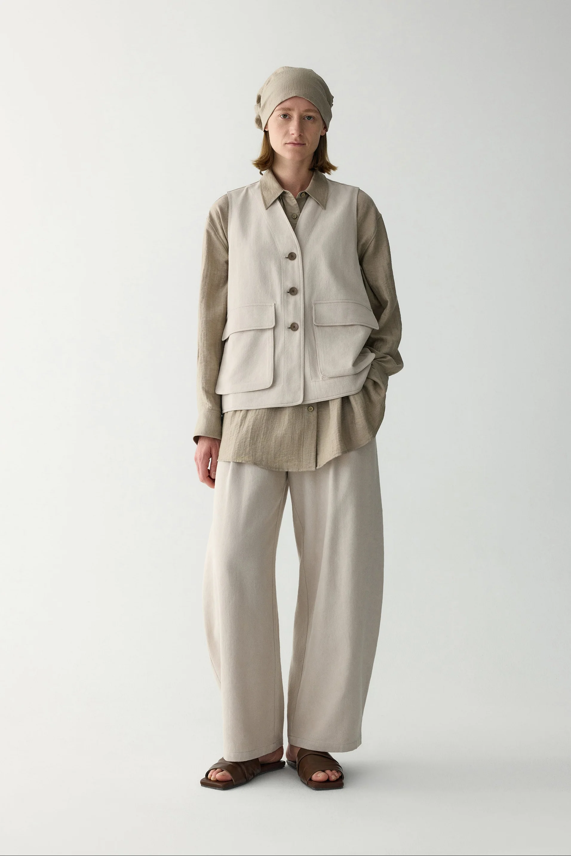 Linen Wide-leg Barrel Pants - Image 10