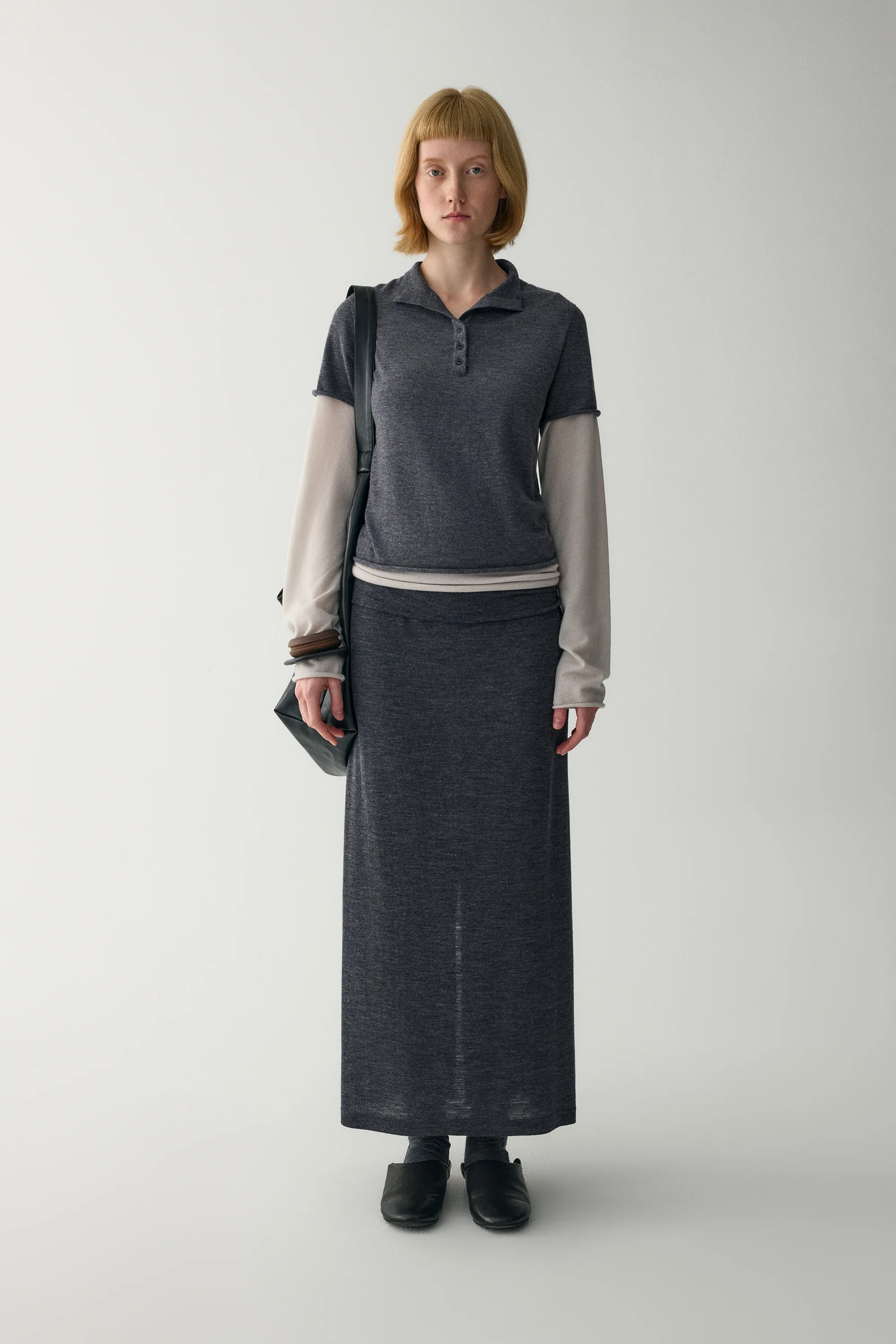 Wool Straight Midi Skirt - Image 14