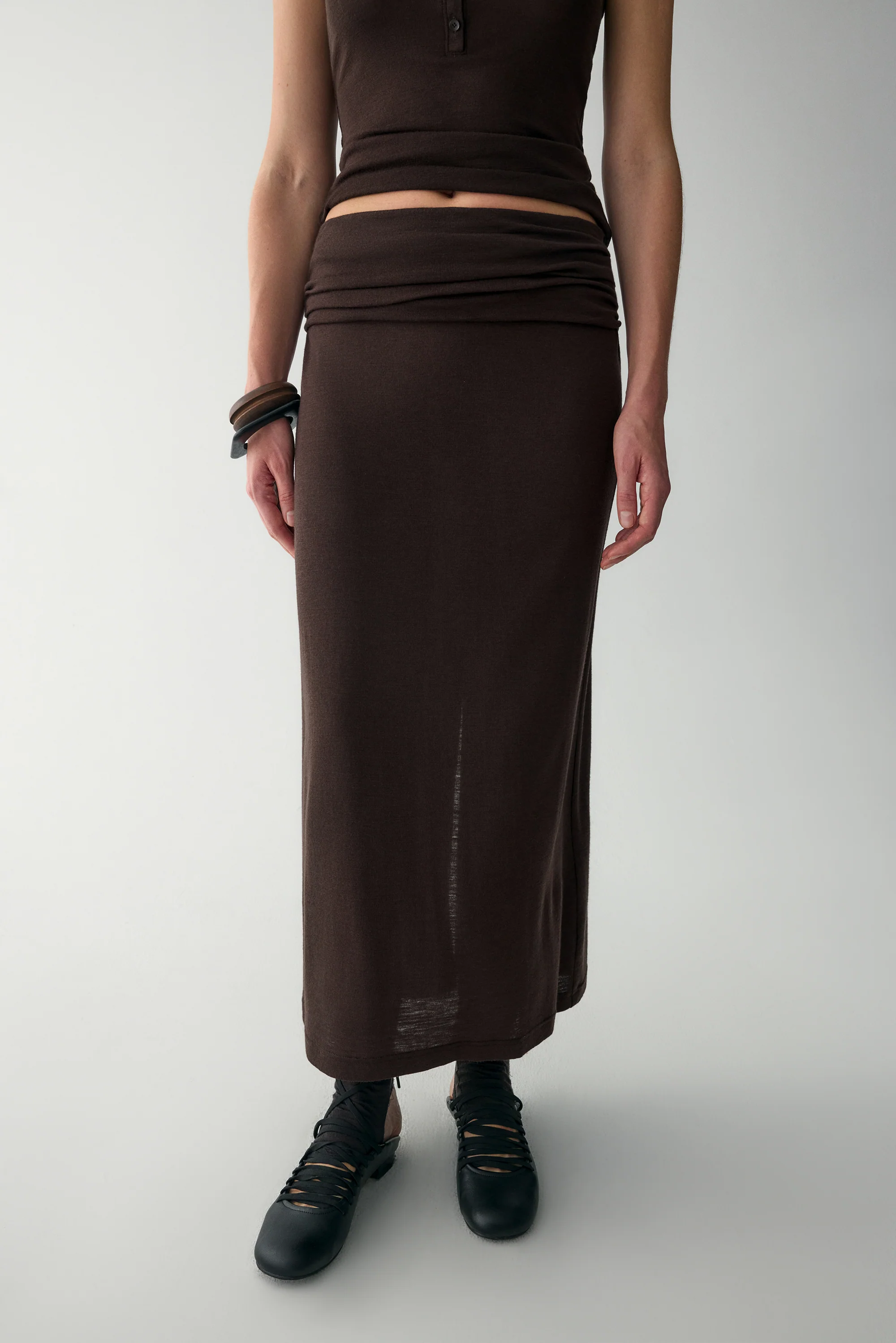 Wool Straight Midi Skirt - Image 6