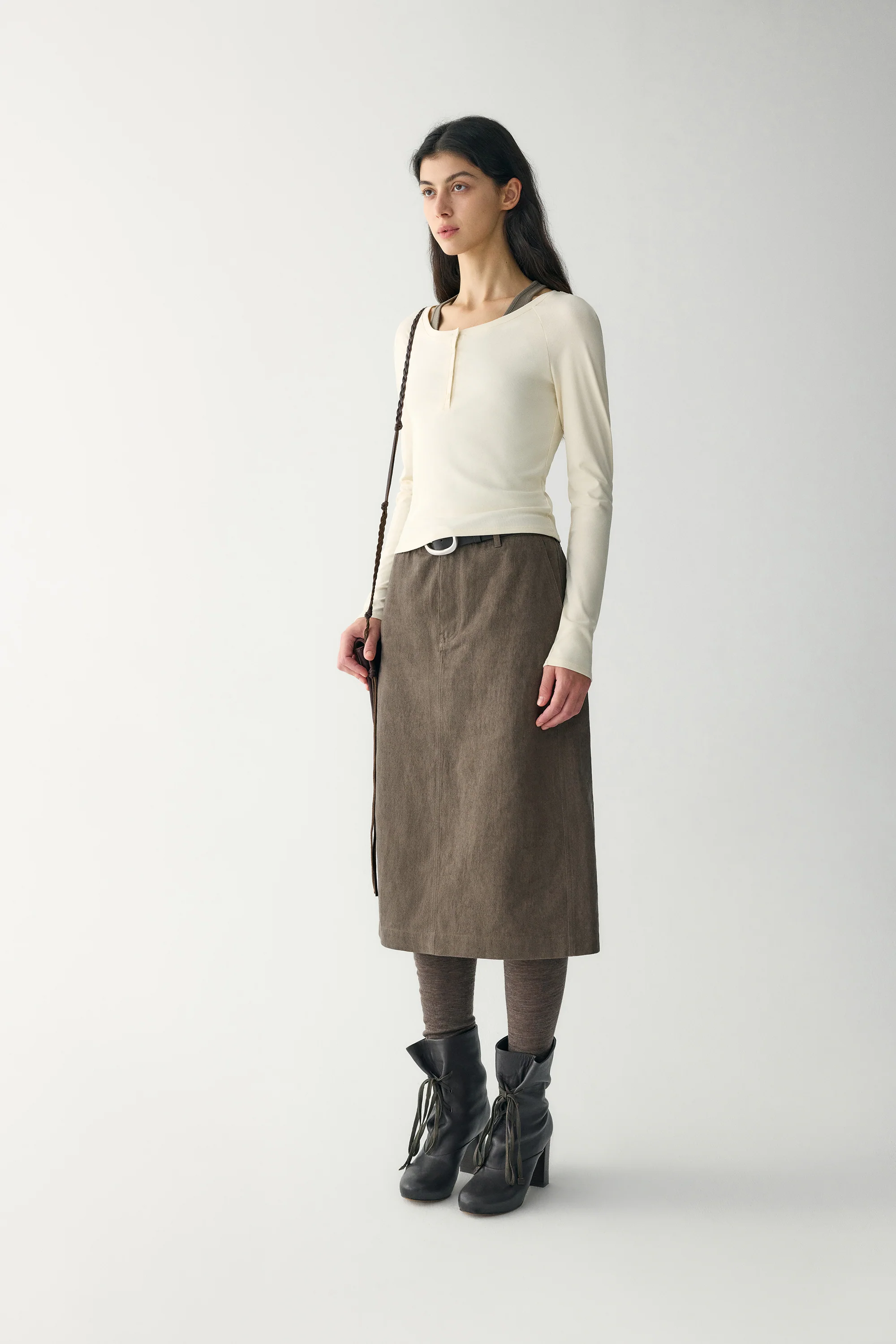 Cotton-linen Denim Skirt - Image 11