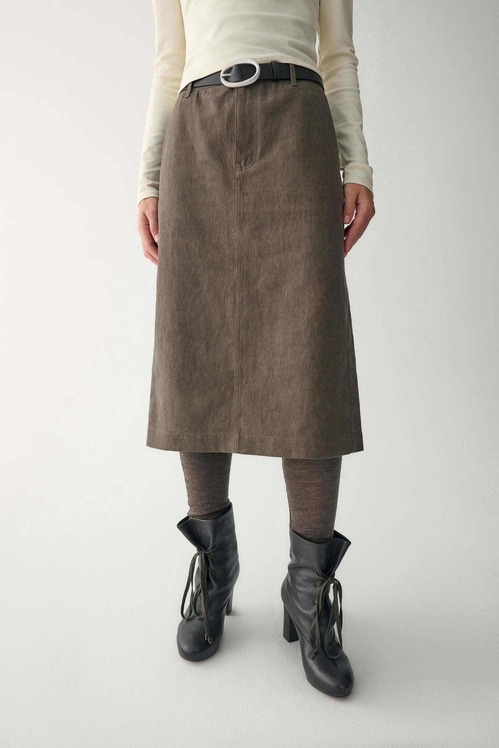 Cotton-linen Denim Skirt - Image 15